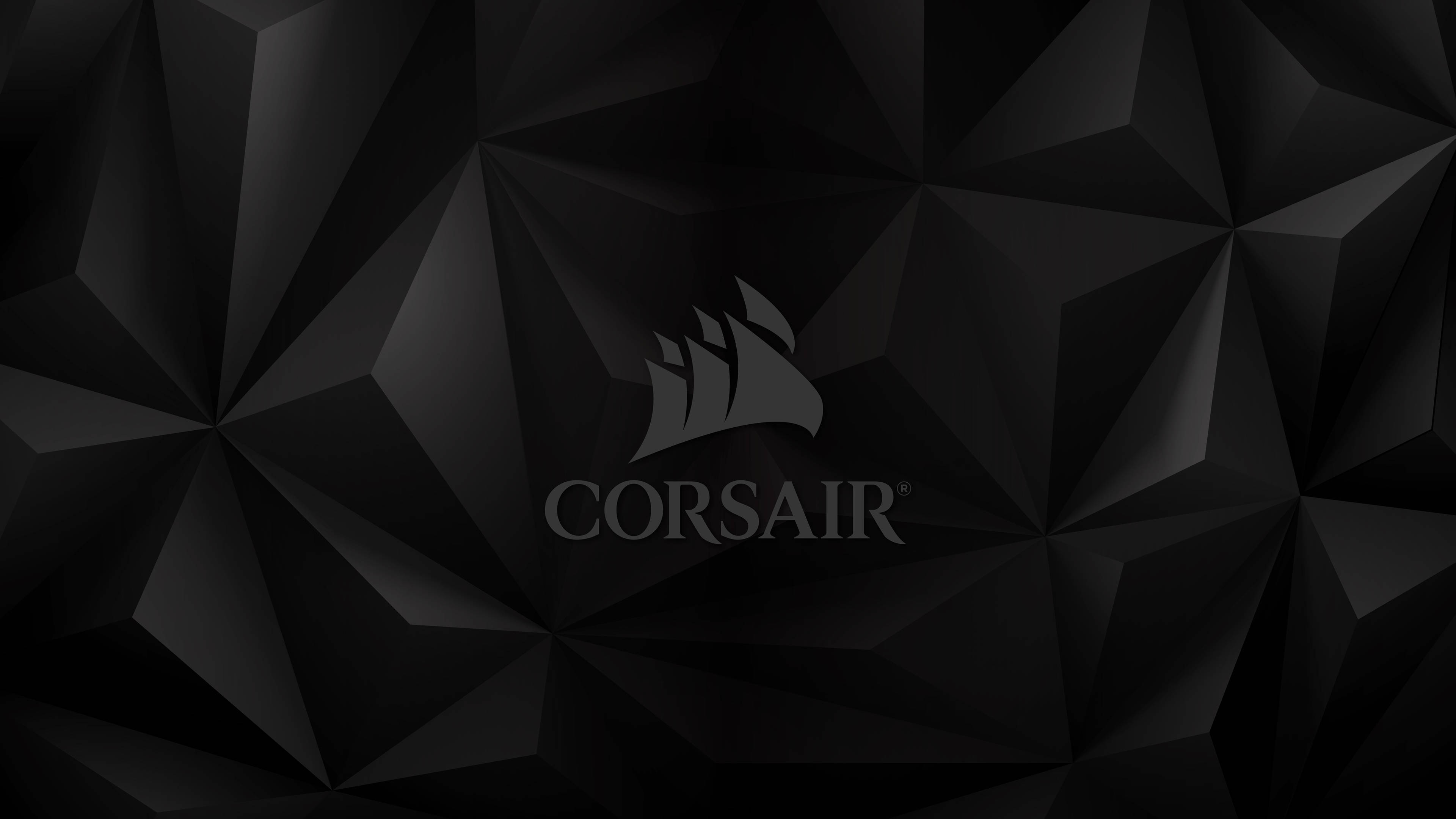 Corsair, black geometric pattern, Corsair logo, 4K Desktop Wallpaper