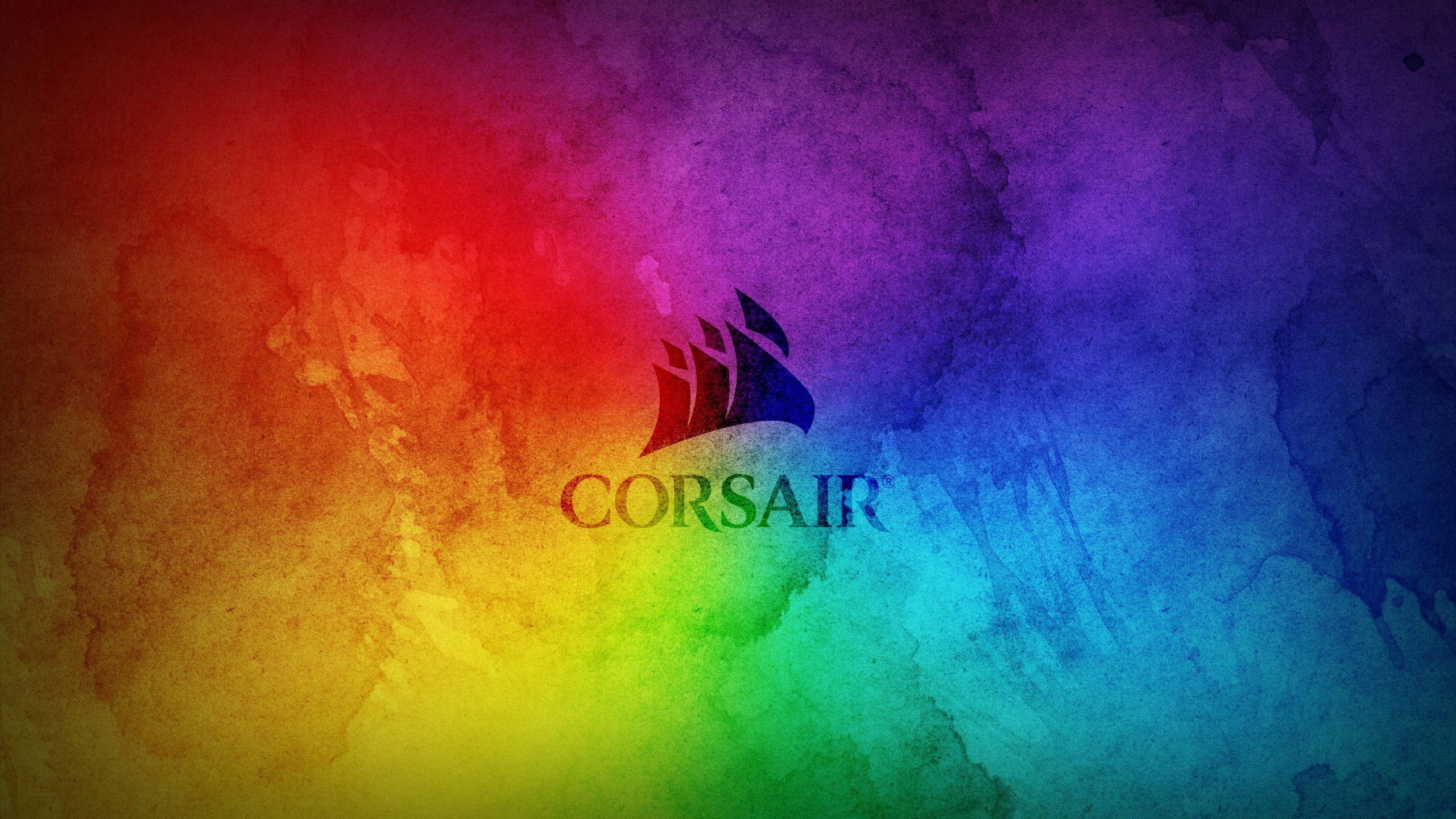 Corsair, RGB, rainbow watercolor gradient, 2K Desktop Wallpaper