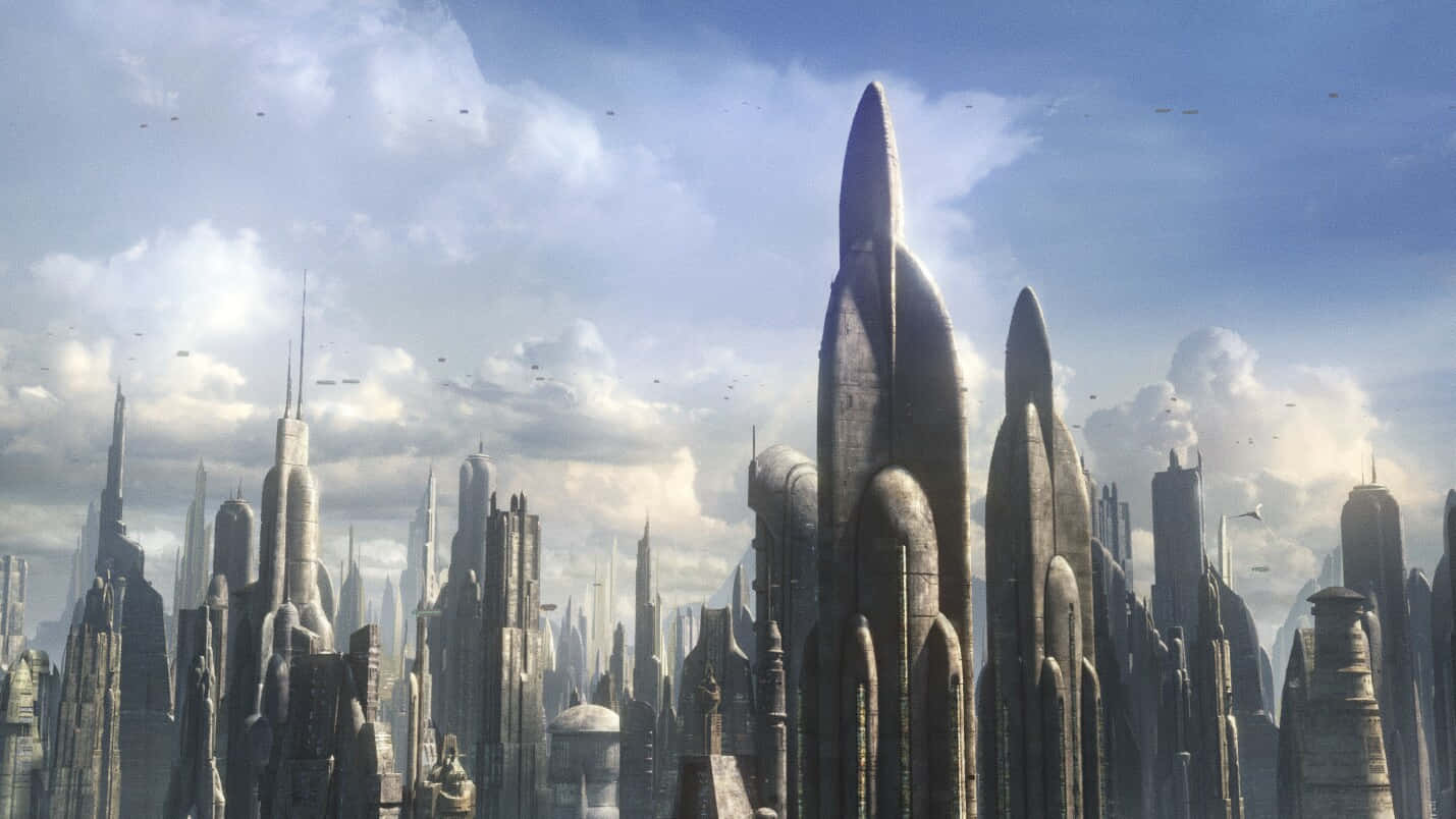 Coruscant, cityscape, night, HD Desktop Wallpaper