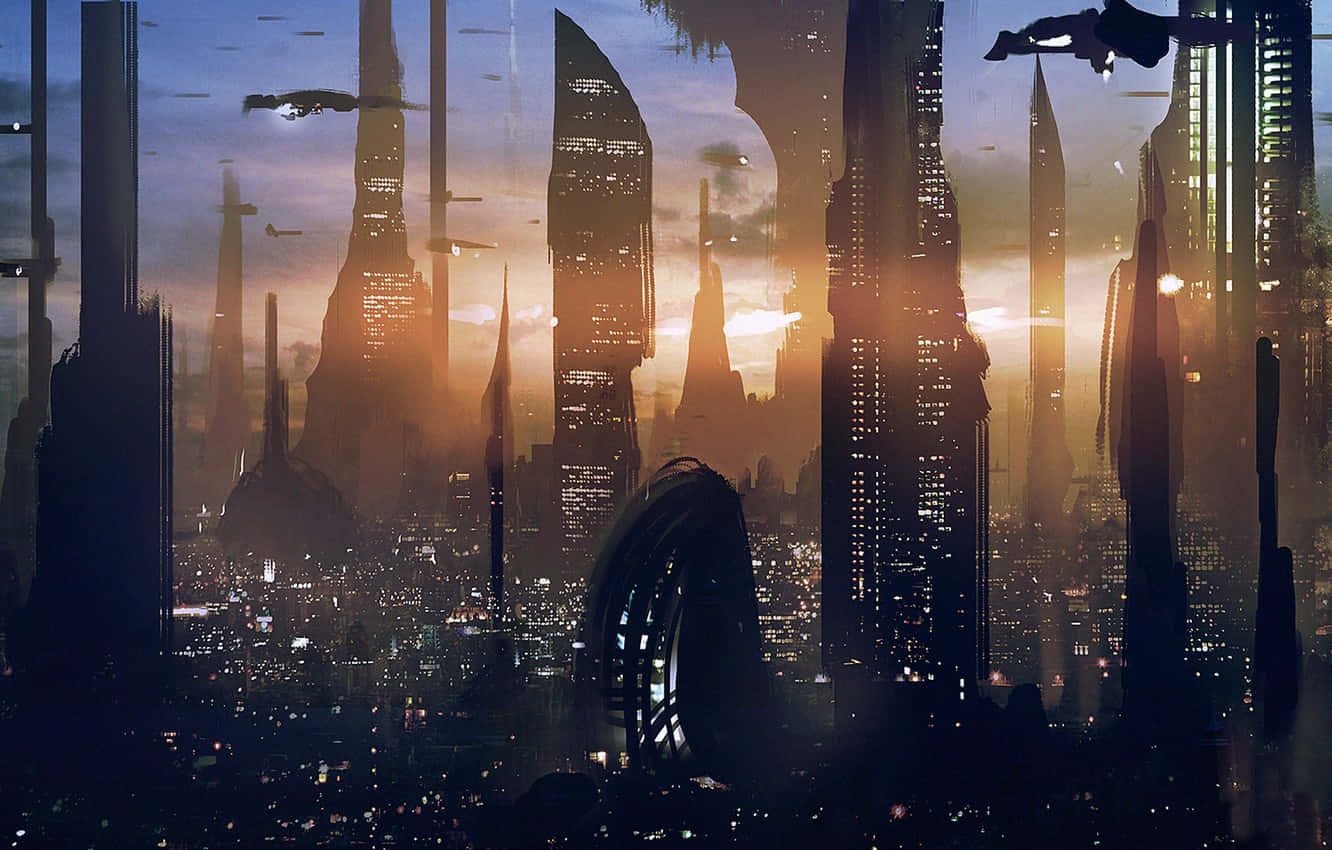 Coruscant, sunset, cityscape, HD Desktop Wallpaper