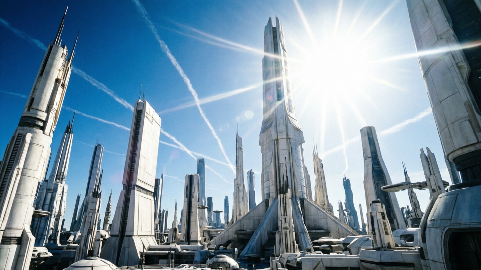 Coruscant, skyline, midday, Full HD Desktop Wallpaper