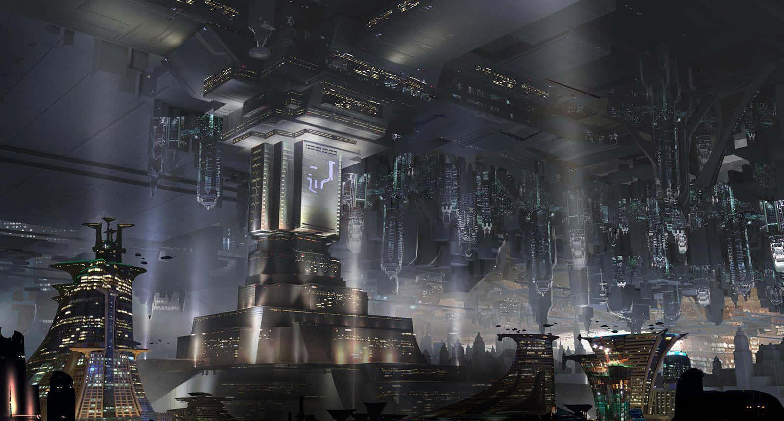 Coruscant, cityscape, neon lights, HD Desktop Wallpaper