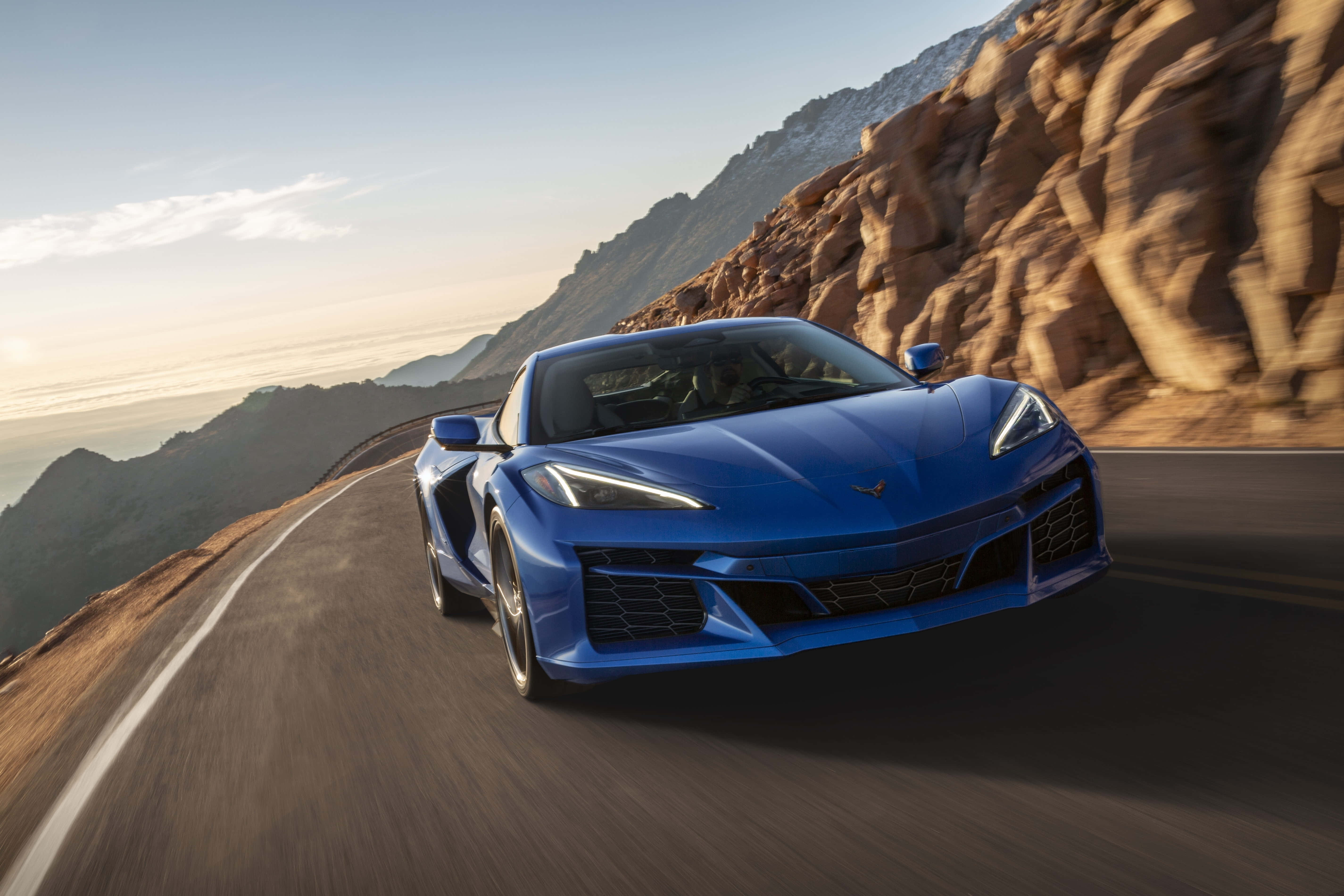 Corvette C8, blue, mountain road, 5K Desktop Wallpaper