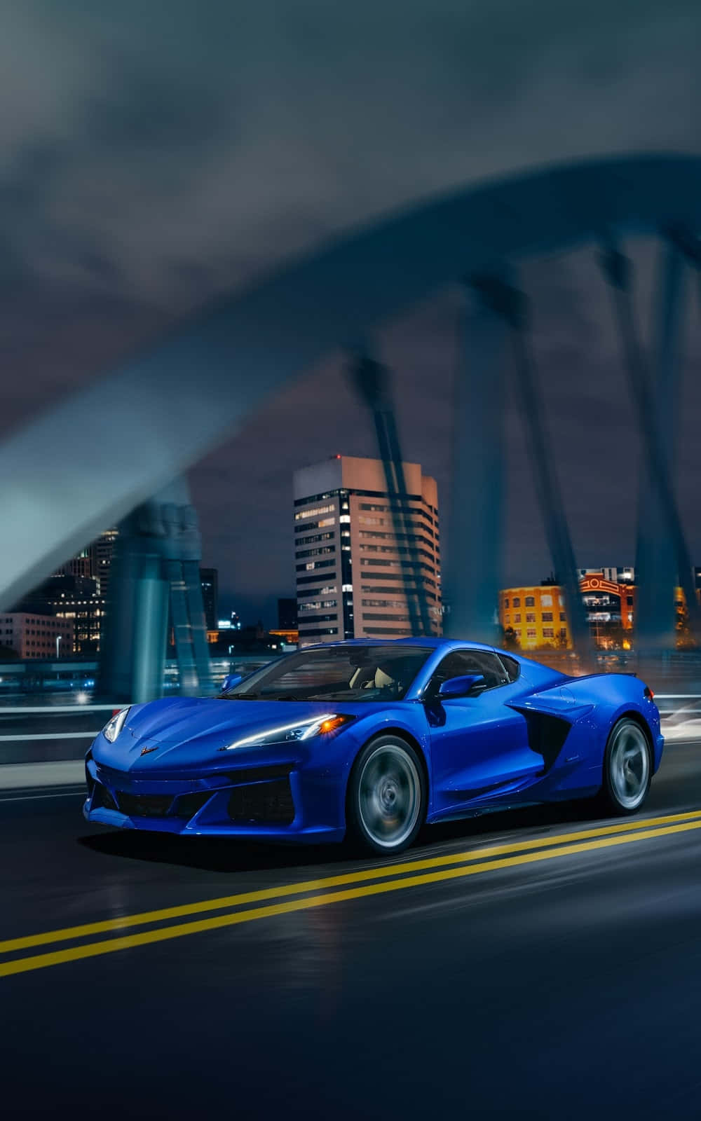 Corvette C8, blue, night, HD Phone Wallpaper