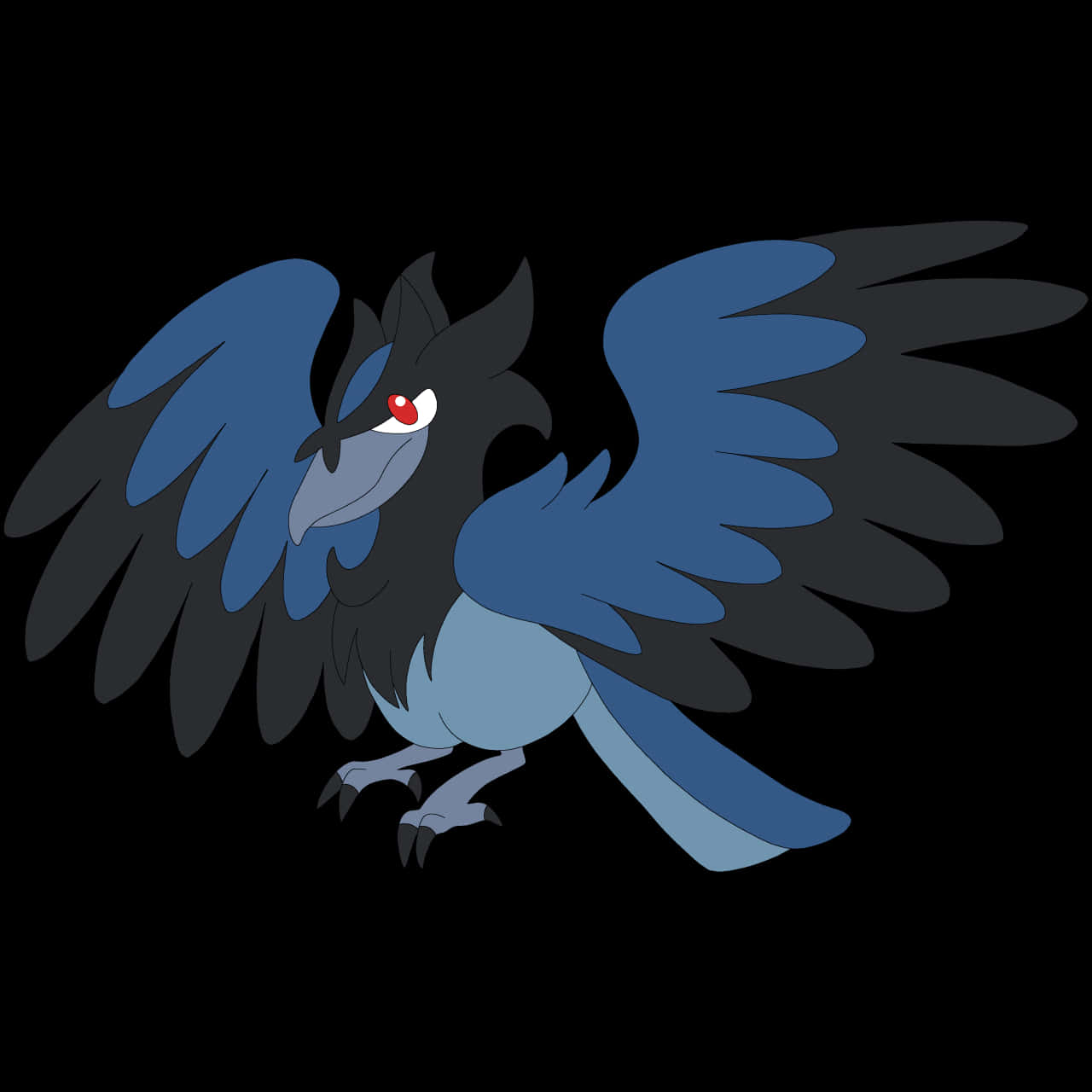 Corvisquire, wings spread, blue and black, HD Desktop Wallpaper