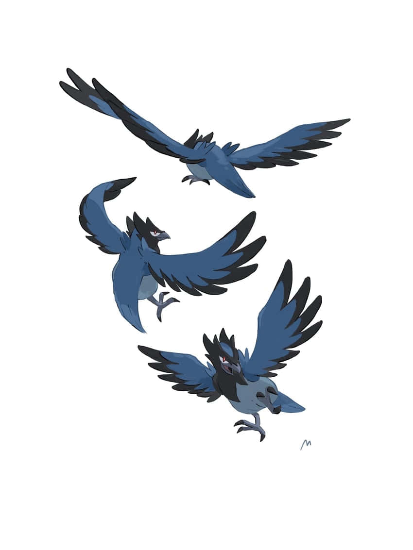Corvisquire, blue and black birds, stylized, SD Phone Wallpaper