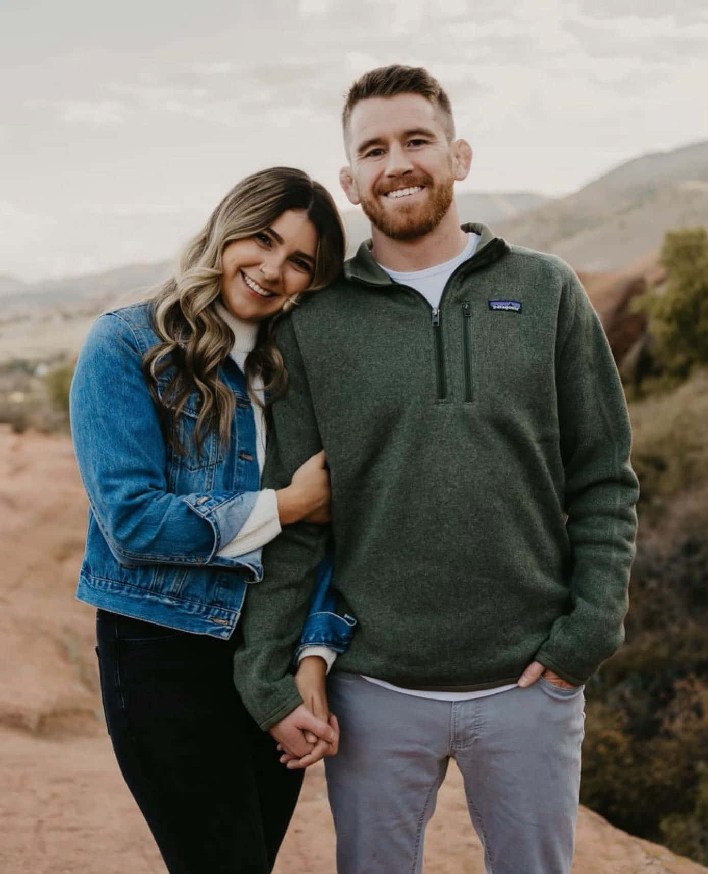 Cory Sandhagen, girlfriend, rocky hillside, HD Phone Wallpaper