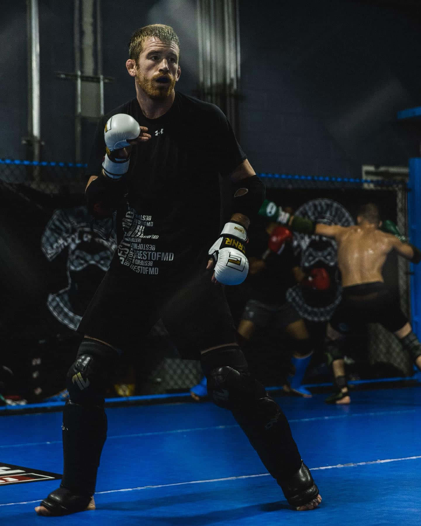 Cory Sandhagen, black gear, blue MMA cage, HD Phone Wallpaper