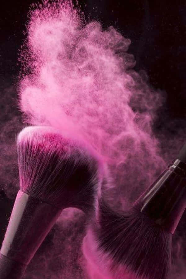 cosmetic, makeup brushes, vibrant pink powder, SD Phone Wallpaper