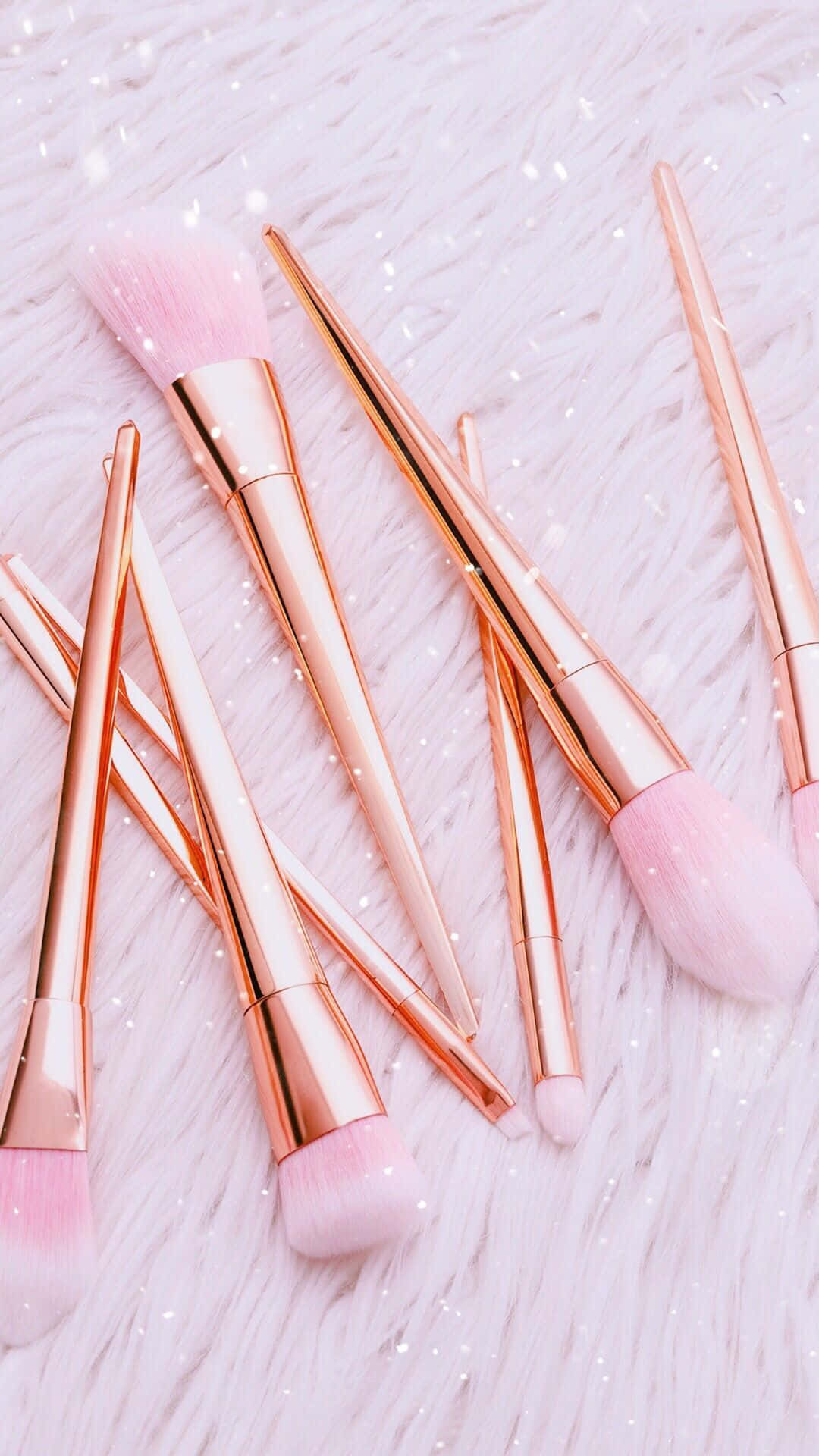 rose gold, soft pink bristles, fluffy white surface, Full HD Phone Wallpaper