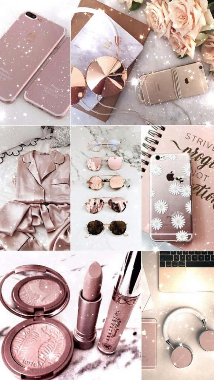 rose gold, glittery, marble, SD Phone Wallpaper