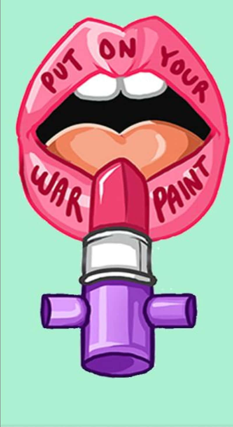 Girl Power War Paint, pink lips, teeth, HD Phone Wallpaper