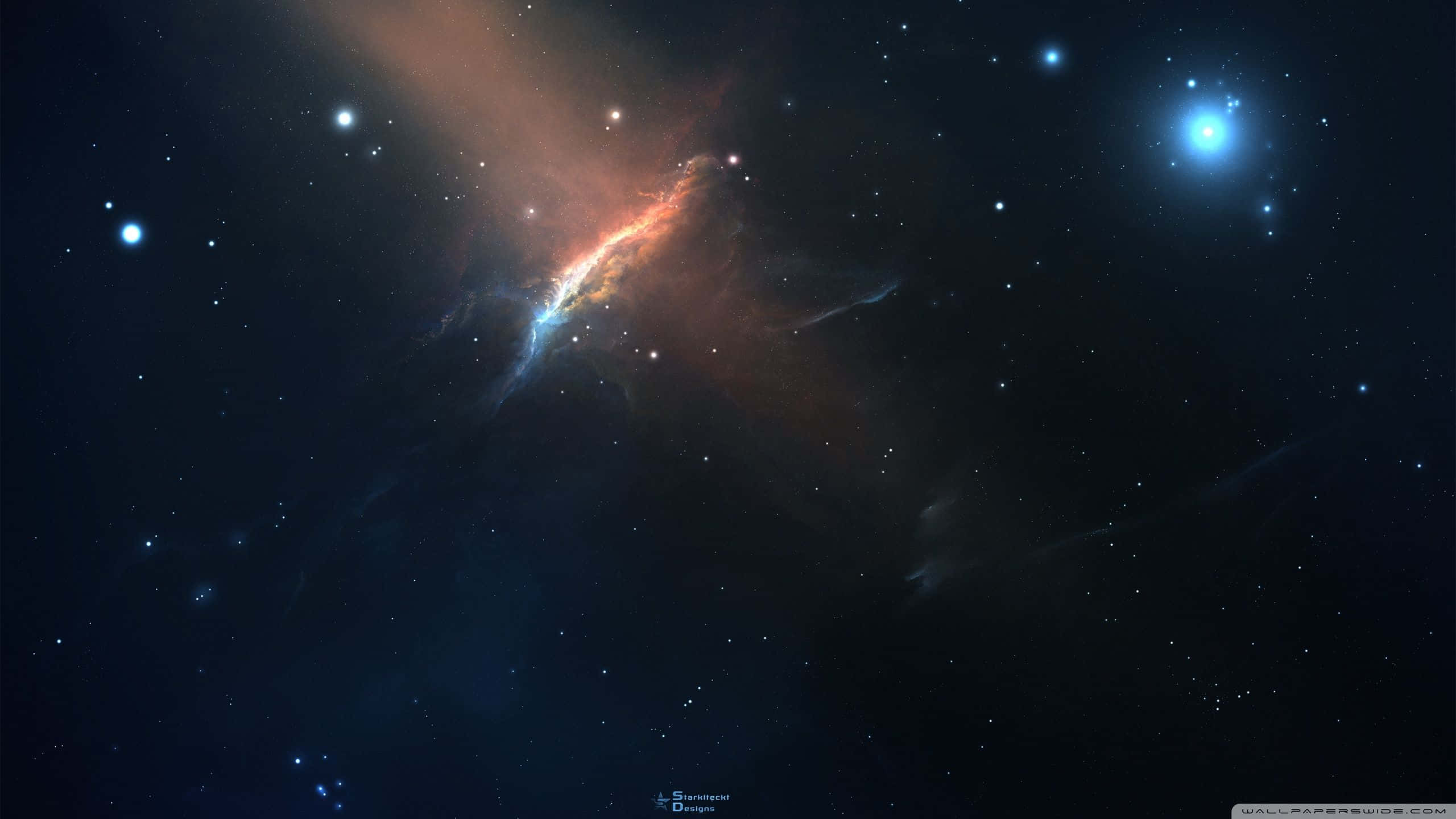 Cosmic 4K, cosmic nebula, fiery orange, 2K Desktop Wallpaper