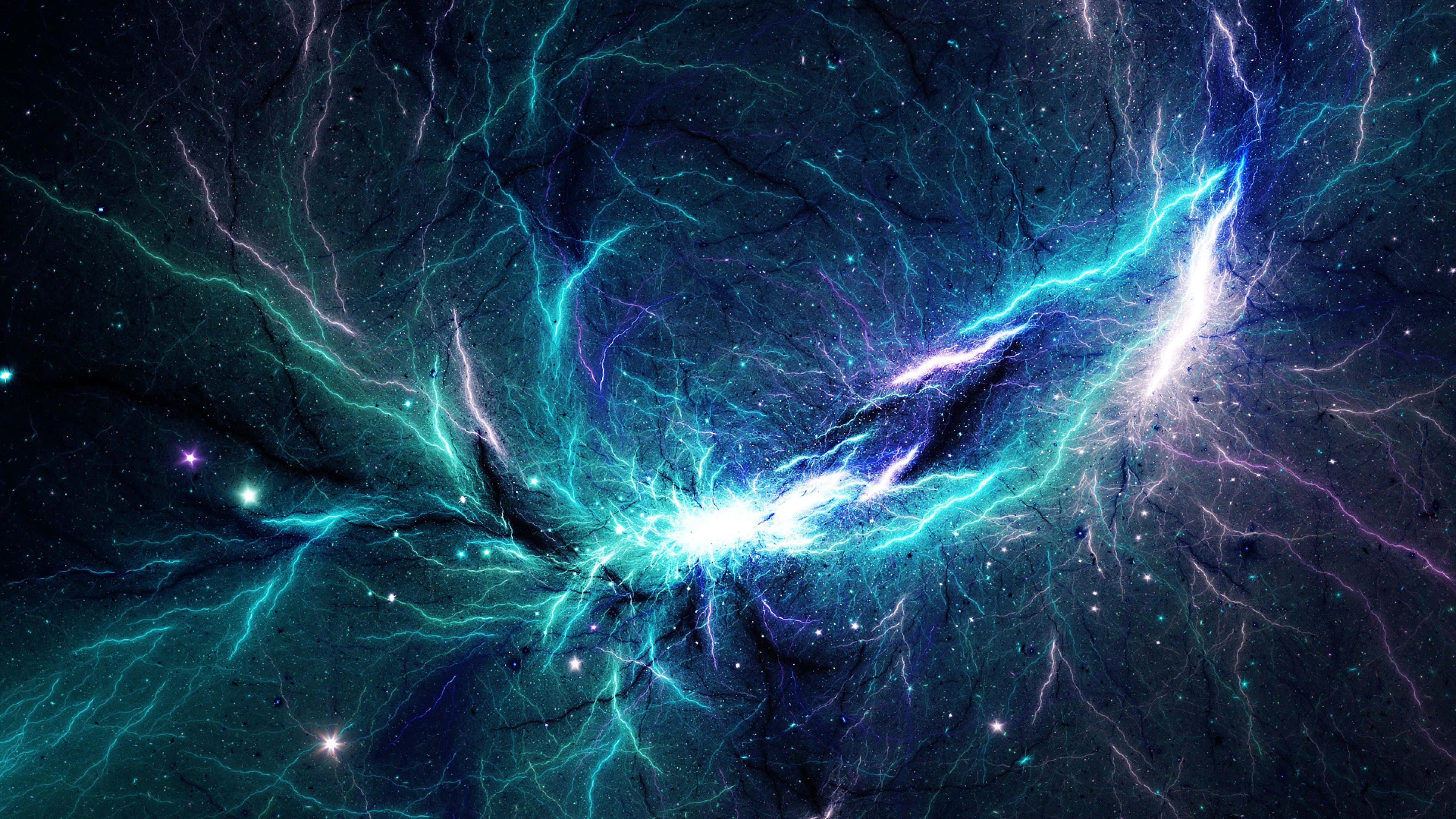Cosmic 4K, cosmic lightning bolts, starry nebula, 4K Desktop Wallpaper