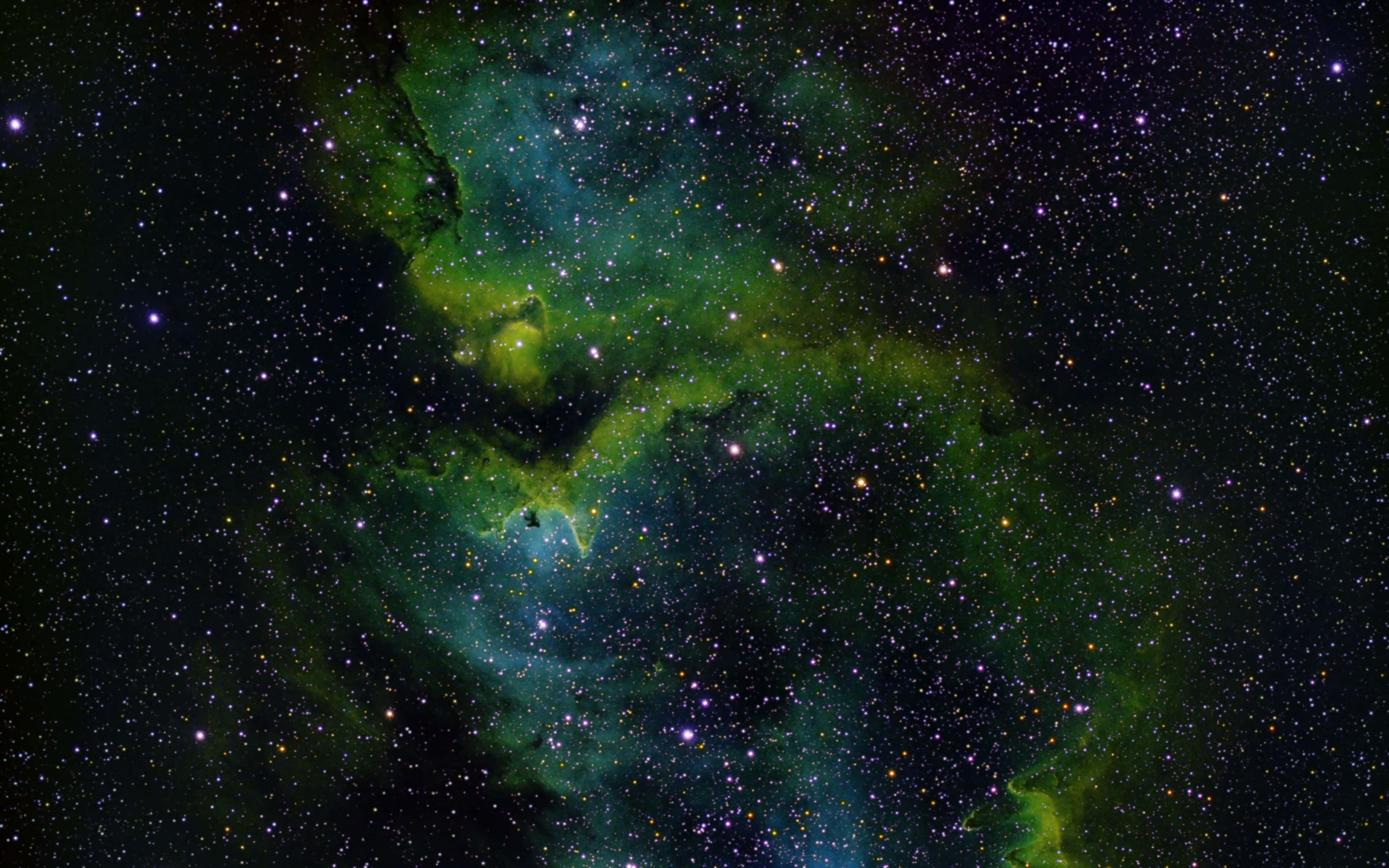 Cosmic 4K, green nebula, teal nebula, 4K Desktop Wallpaper