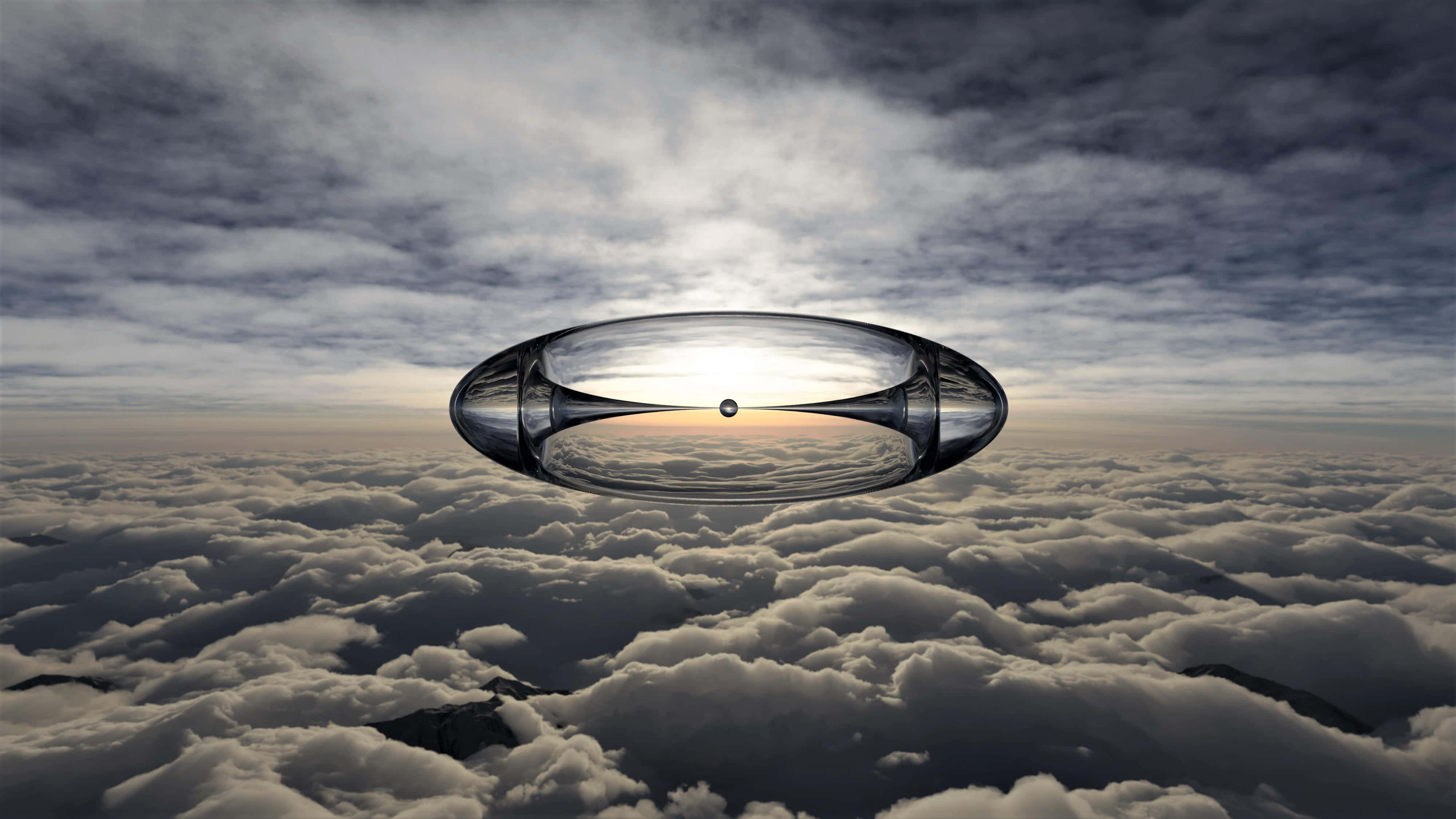 Cosmic 4K, transparent UFO, endless clouds, 4K Desktop Wallpaper