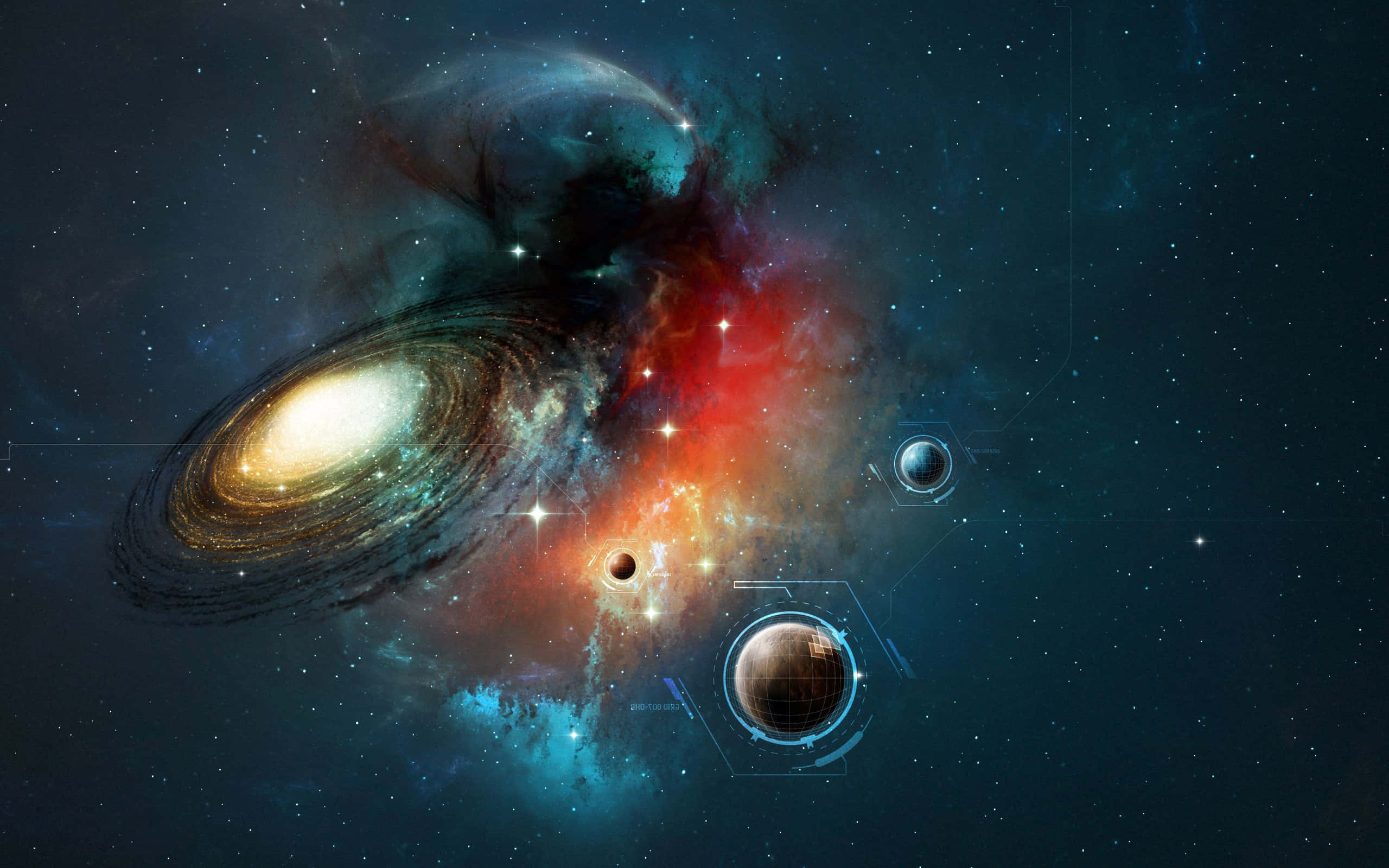 Cosmic 4K, spiral galaxy, fiery nebula, 2K Desktop Wallpaper