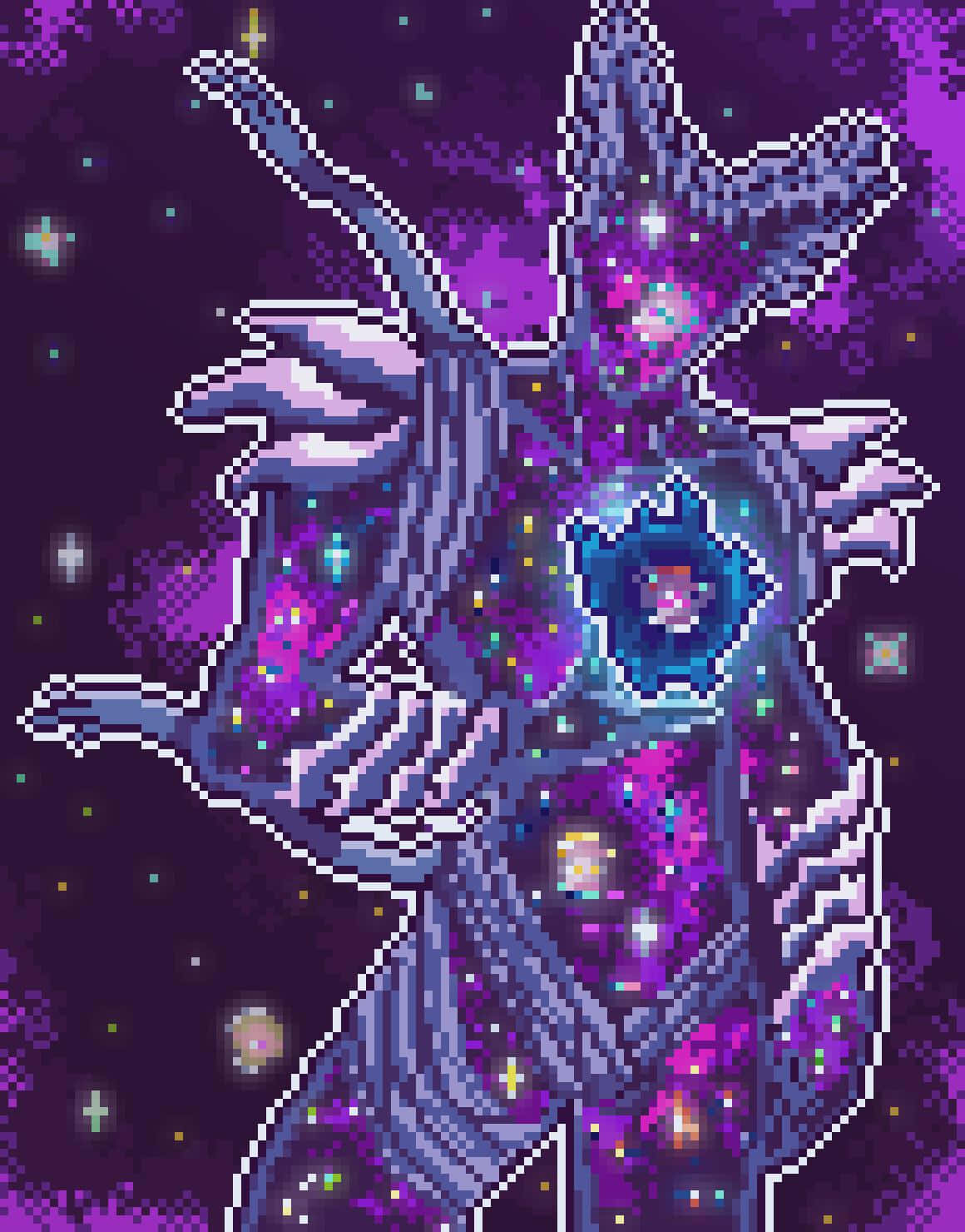 Cosmic Garou, pixel art, glowing blue eyes, HD Phone Wallpaper