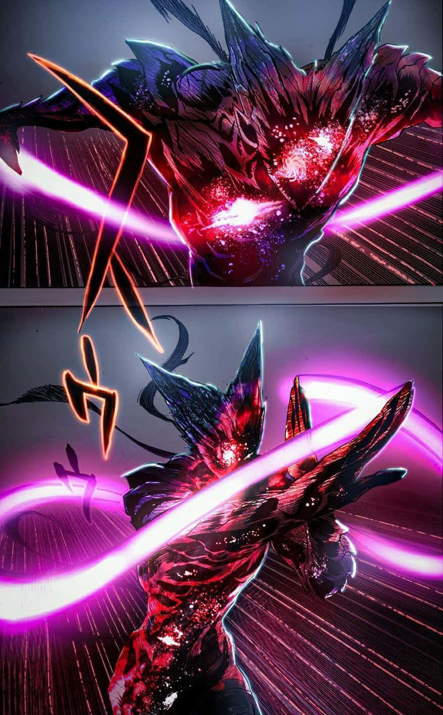 Cosmic Garou, glowing red eyes, jagged horns, HD Phone Wallpaper