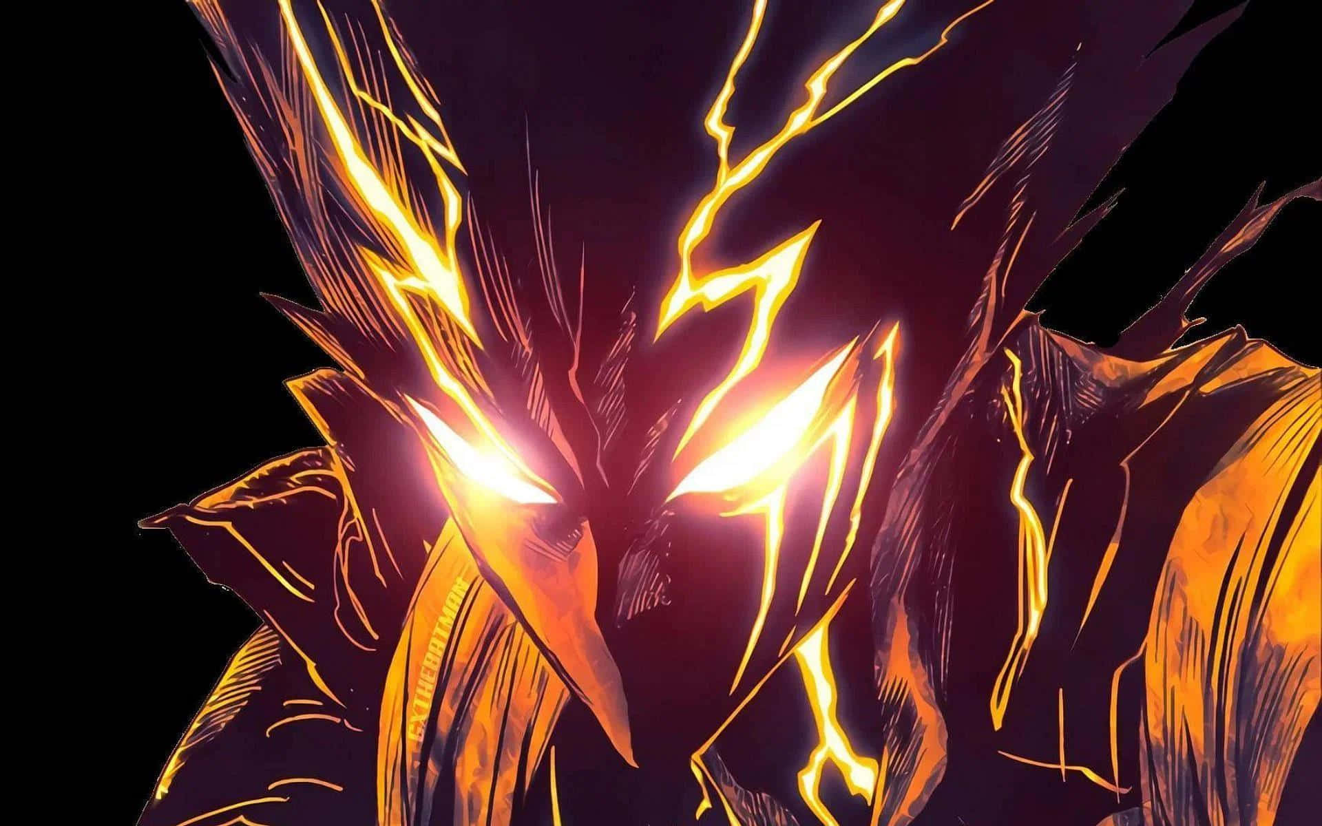 Cosmic Garou, energy form, glowing orange eyes, Full HD Desktop Wallpaper