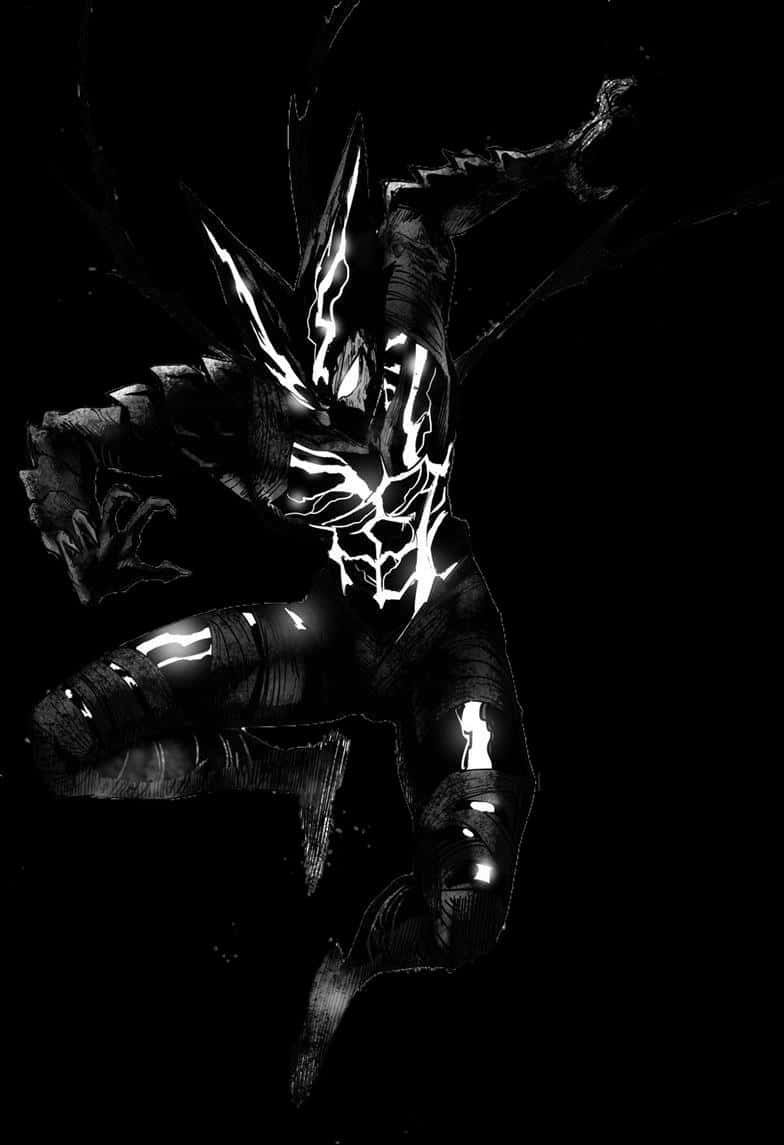 Cosmic Garou, black and white, glowing white lightning patterns, SD Phone Wallpaper