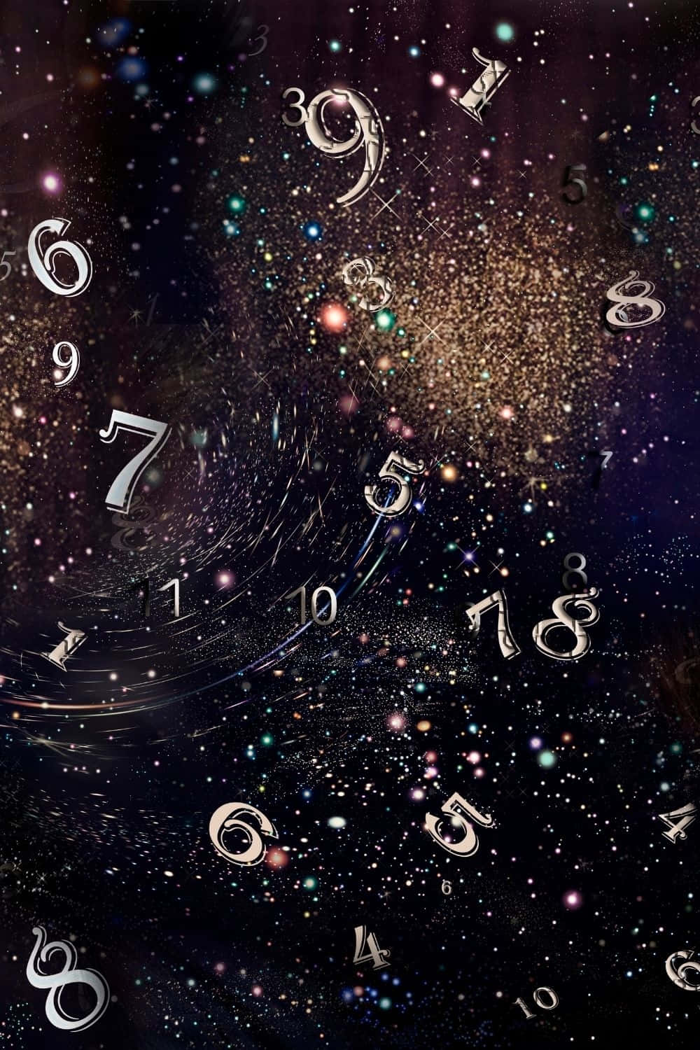 Cosmic Numbers Swirl, metallic numbers, cosmic galaxy, HD Phone Wallpaper