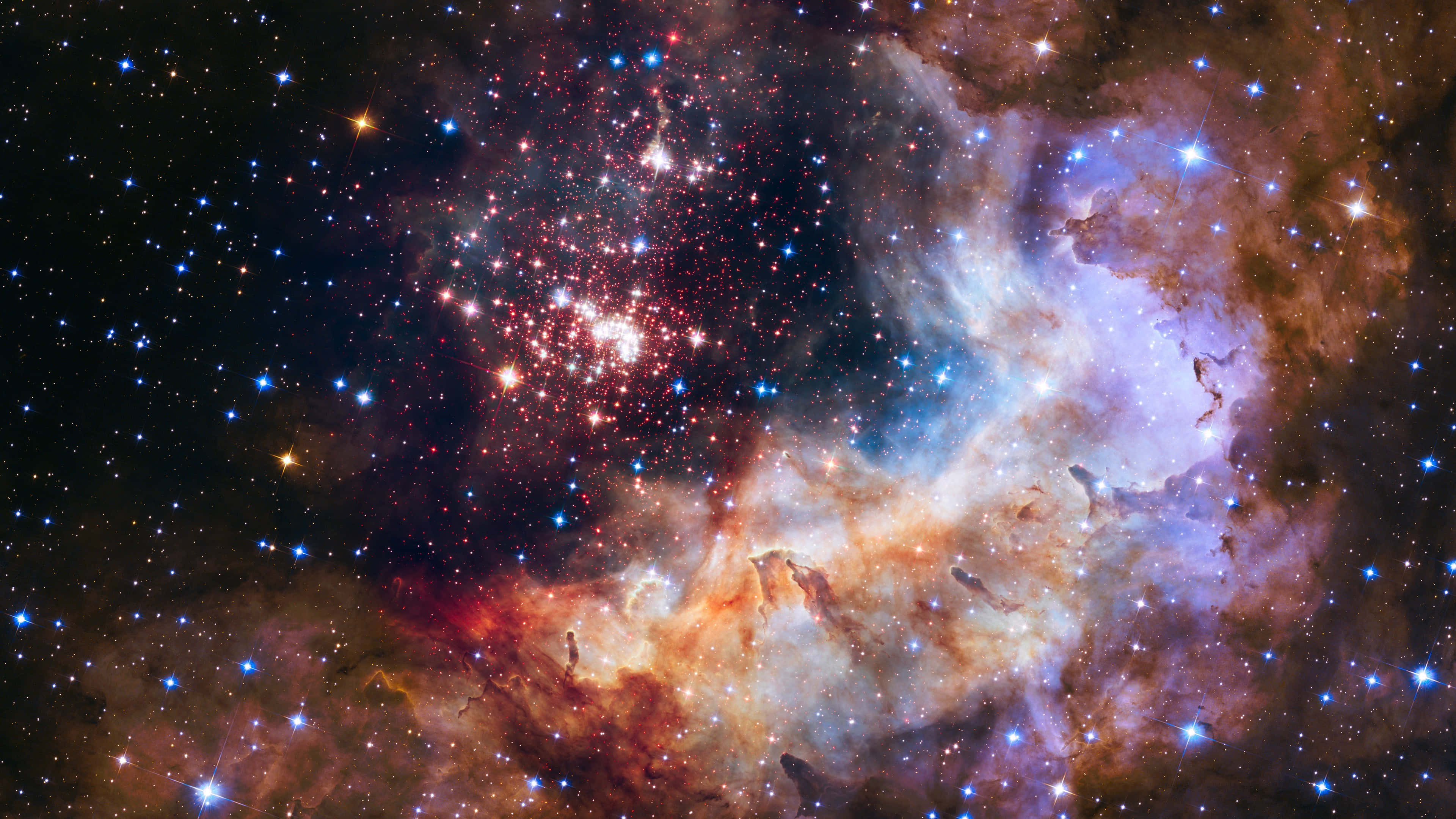 Cosmic Rays, red orange, blue gases, 4K Desktop Wallpaper