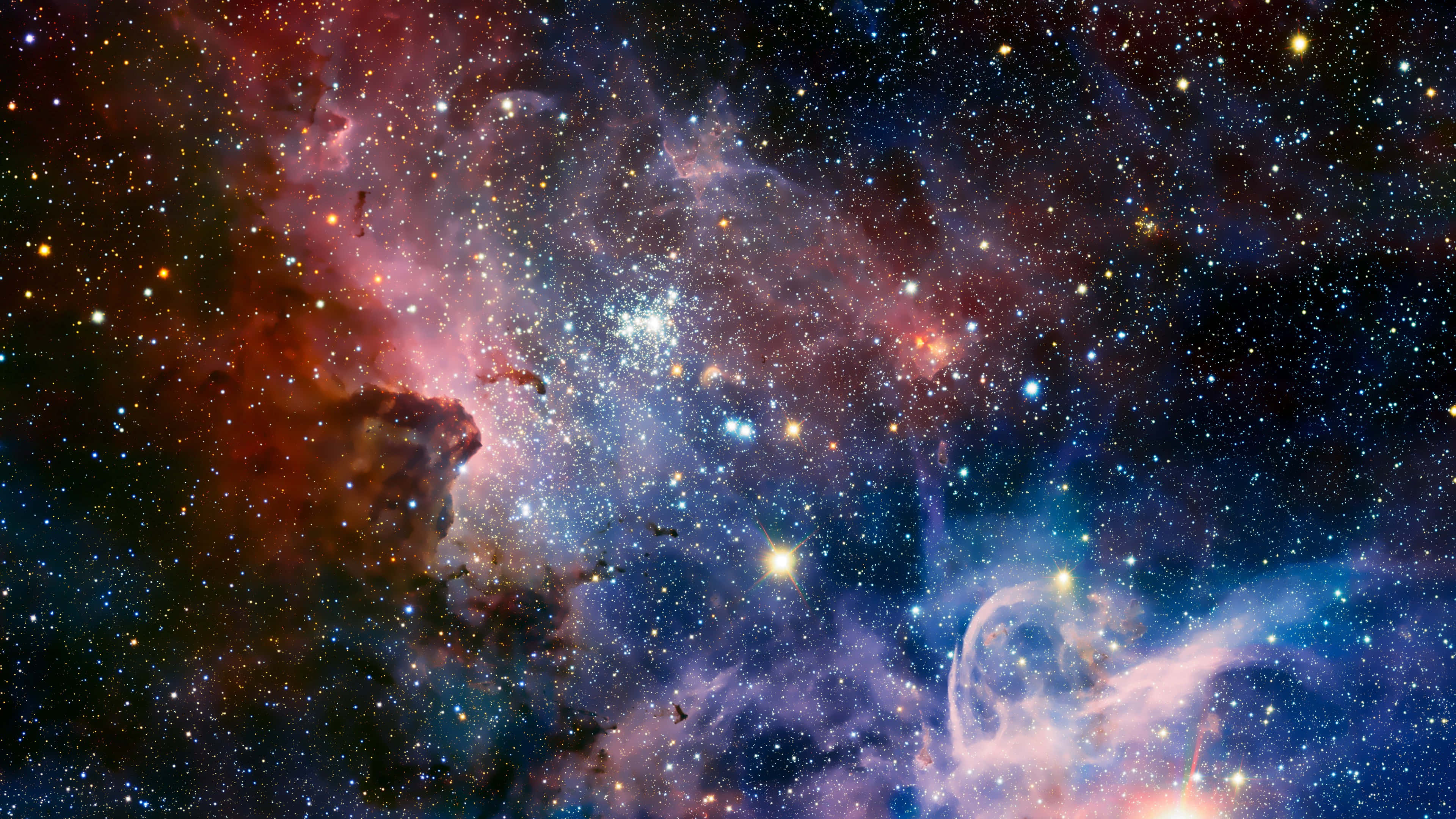 Cosmic Rays, cosmic nebula, vibrant reds, 4K Desktop Wallpaper