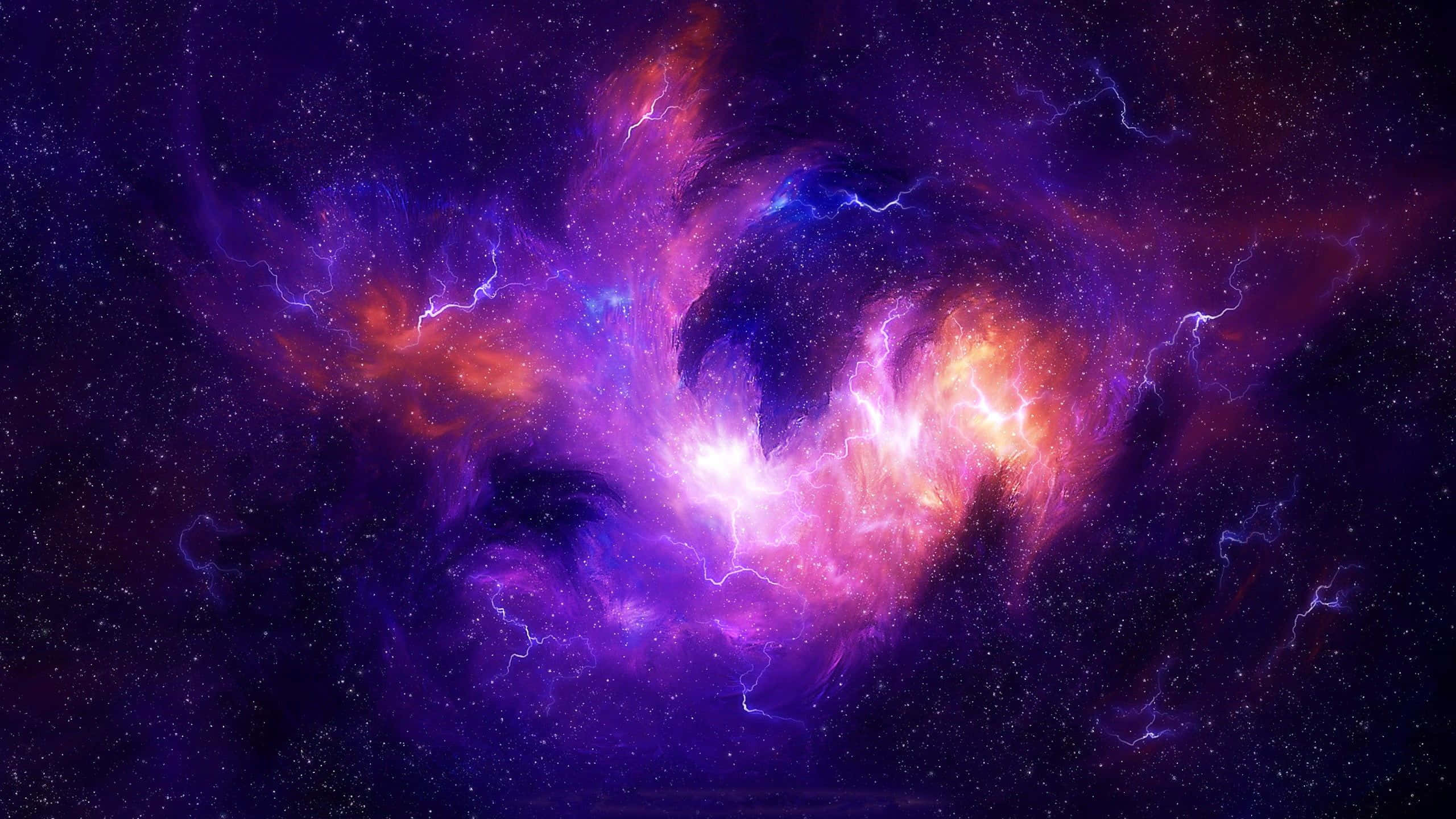Cosmic Rays, electric purple, fiery orange, 2K Desktop Wallpaper