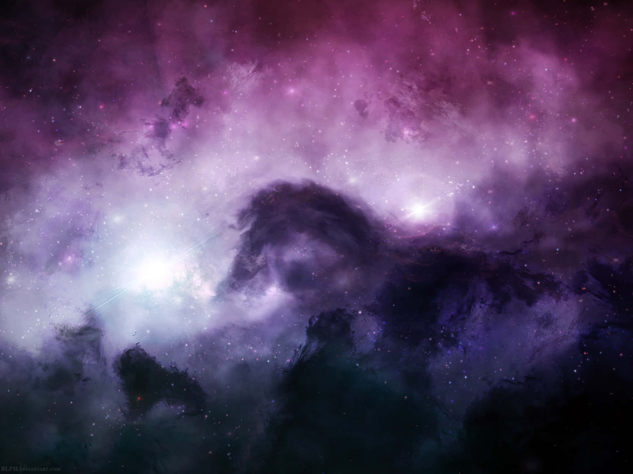 Cosmic Rays, nebula, vibrant purples, Full HD Desktop Wallpaper
