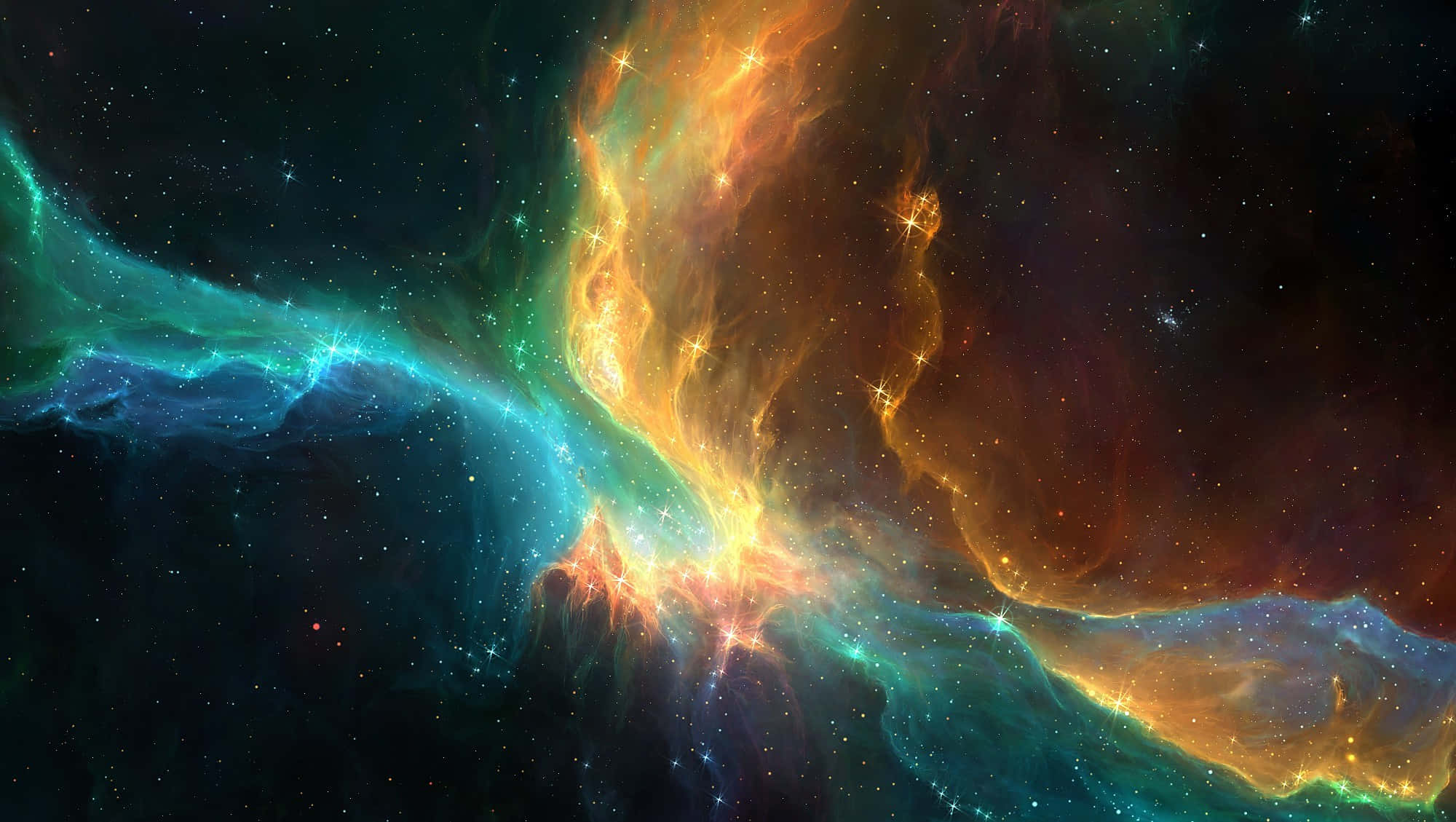 Cosmic Rays, cosmic nebula, fiery orange, Full HD Desktop Wallpaper