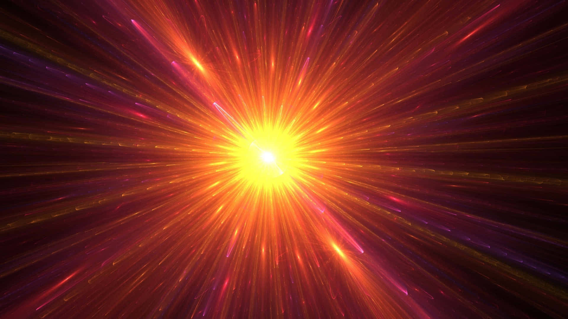 Cosmic Rays, yellow starburst, fiery orange, Full HD Desktop Wallpaper
