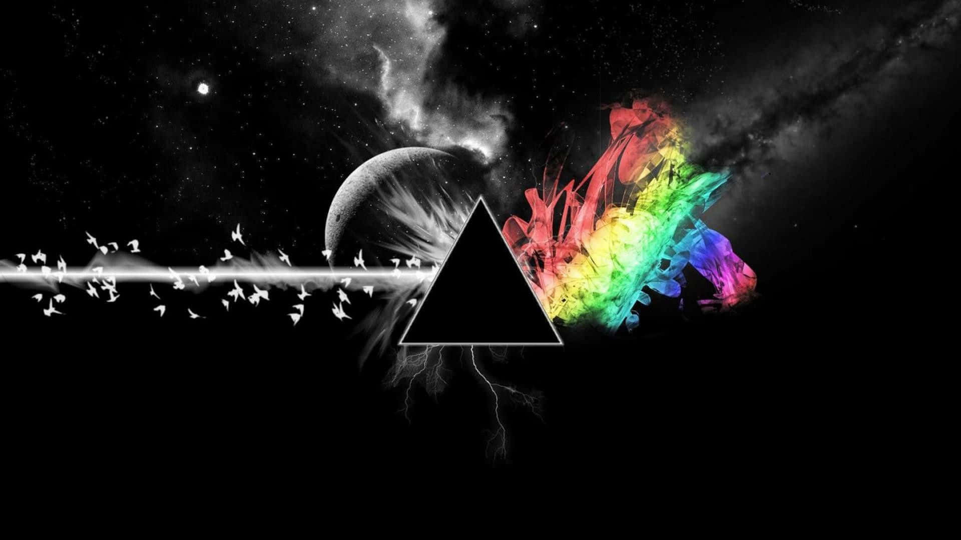 cosmic prism explosion, black triangle, monochrome planet, Full HD Desktop Wallpaper