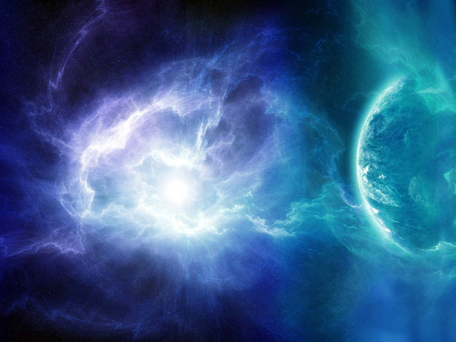 cosmic rays, glowing cosmic nebula, vibrant blues and purples, HD Desktop Wallpaper