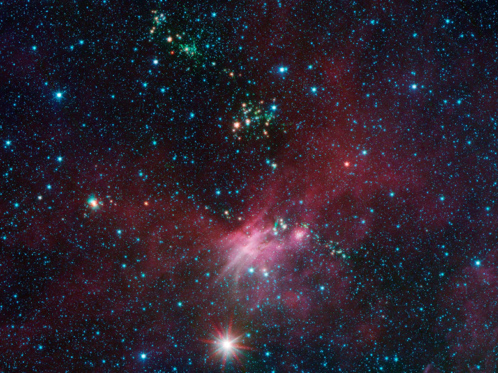 Cosmic Rays, pink and teal hues, starfield, HD Desktop Wallpaper