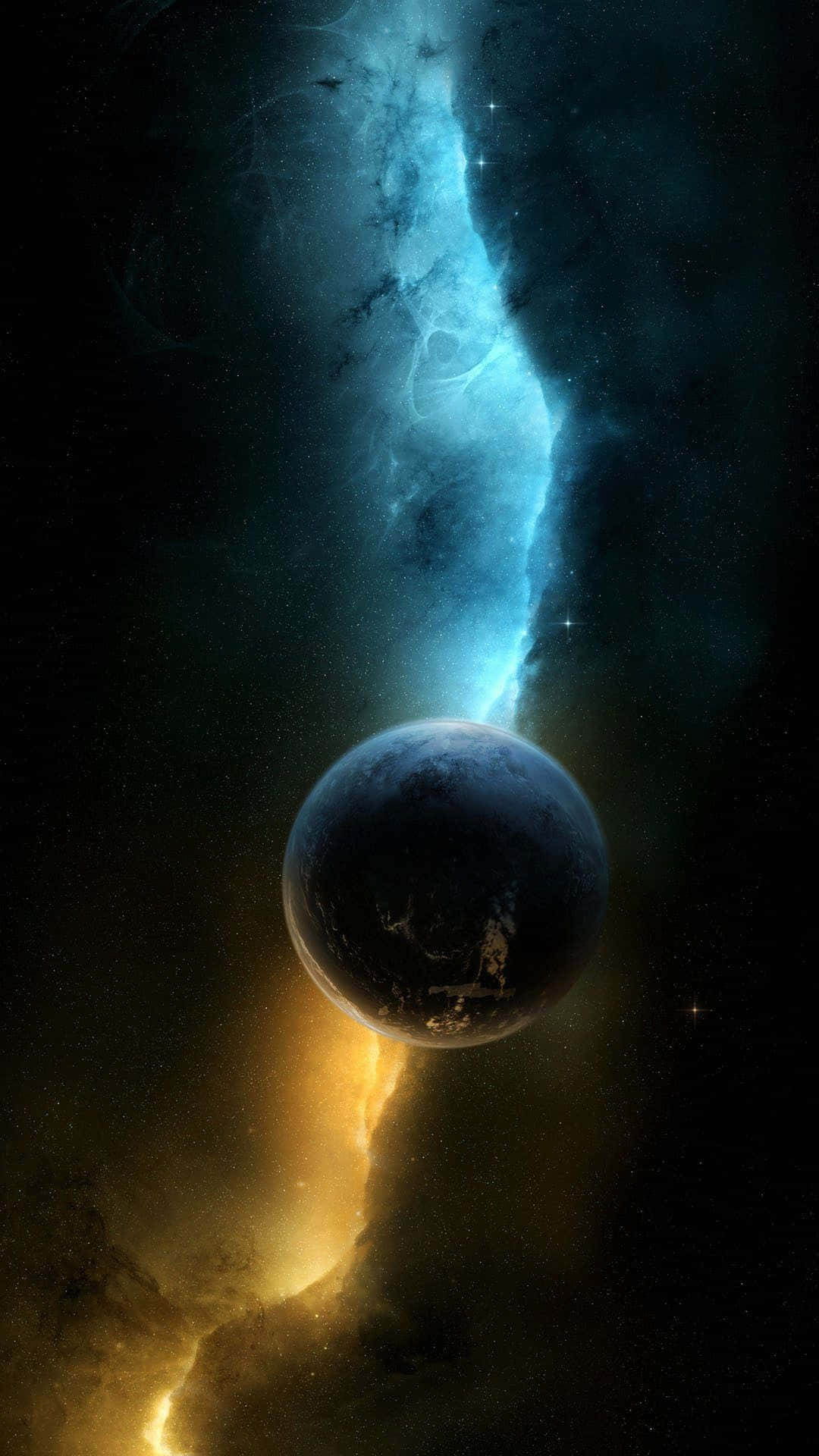 Cosmic, blue, gold, Full HD Phone Wallpaper