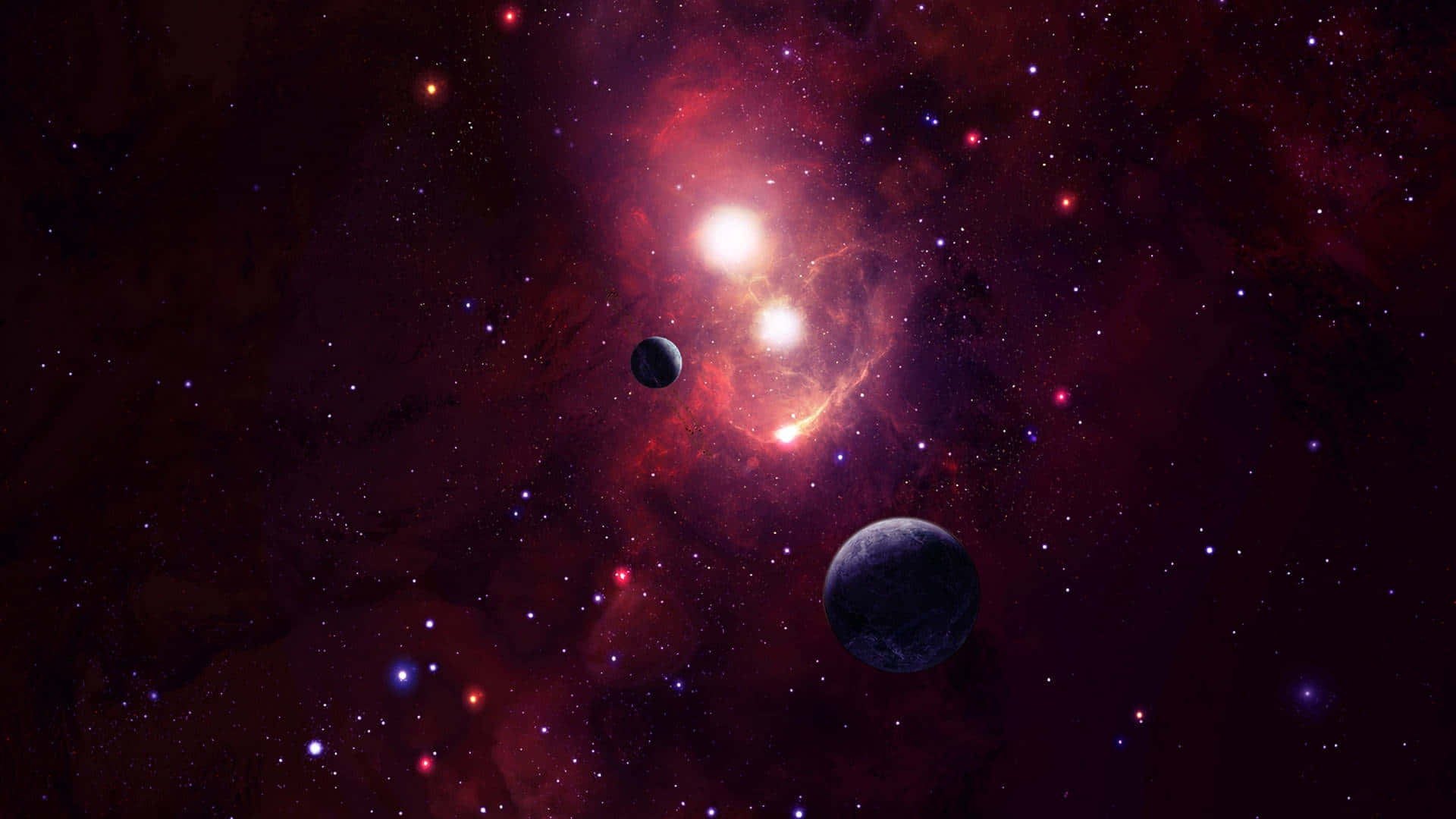 cosmic nebula, fiery reds, oranges, Full HD Desktop Wallpaper