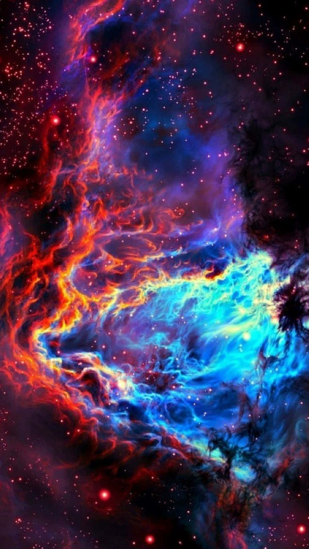 Cosmic, cosmic nebula, fiery reds, Full HD Phone Wallpaper