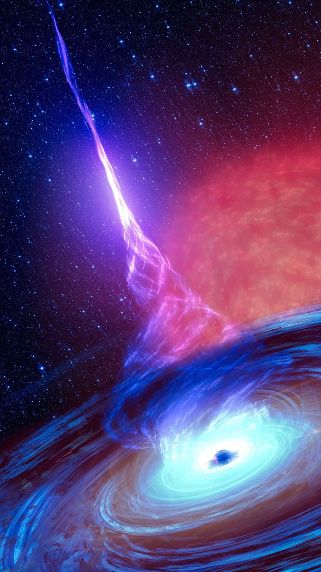 cosmic, black hole, swirling blue accretion disk, Full HD Phone Wallpaper