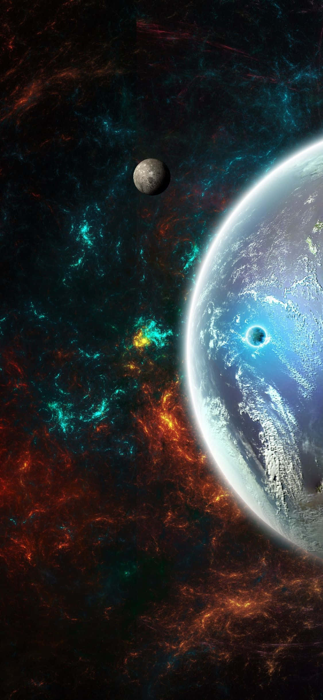 universe iphone, blue planet, swirling clouds, Full HD Phone Wallpaper