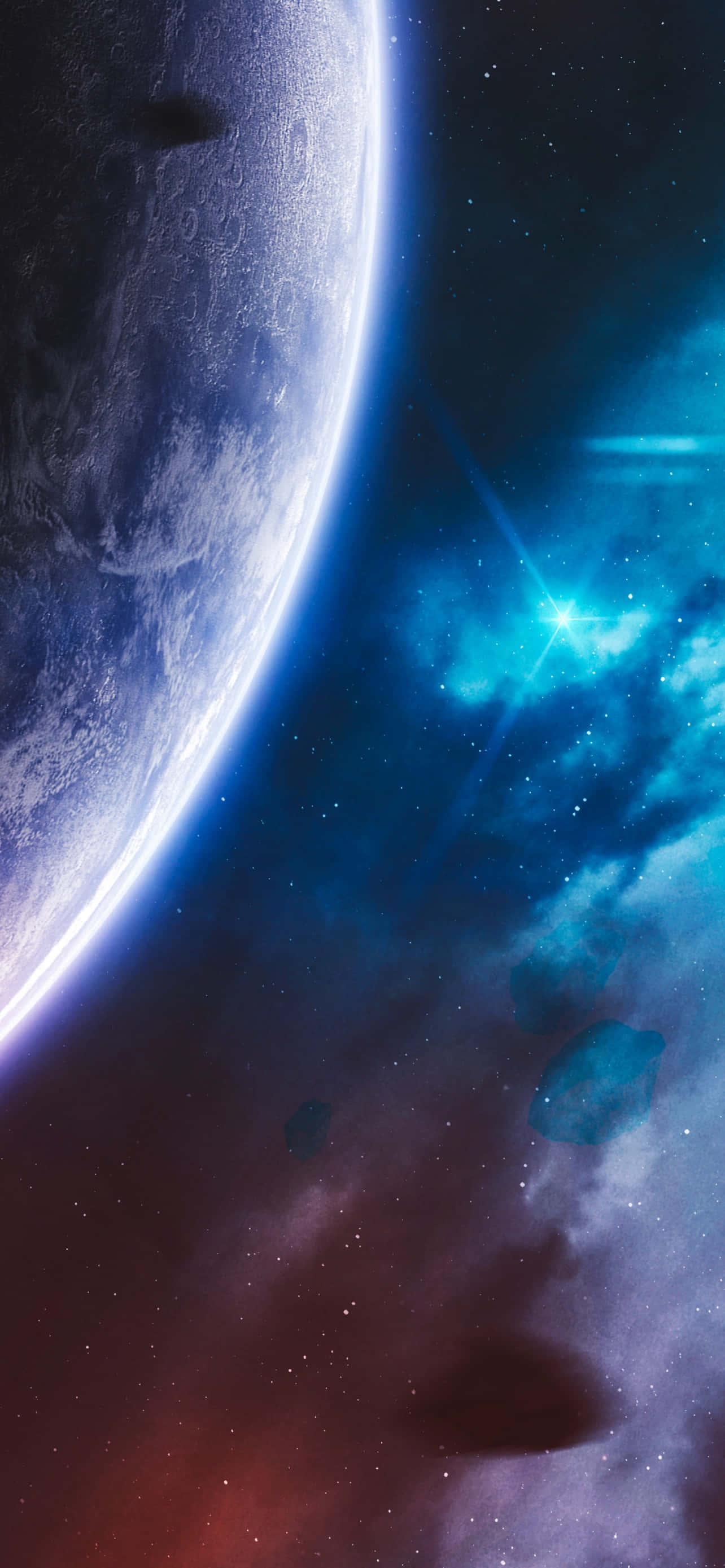 cosmic, planet, glowing nebulae, 2K Phone Wallpaper