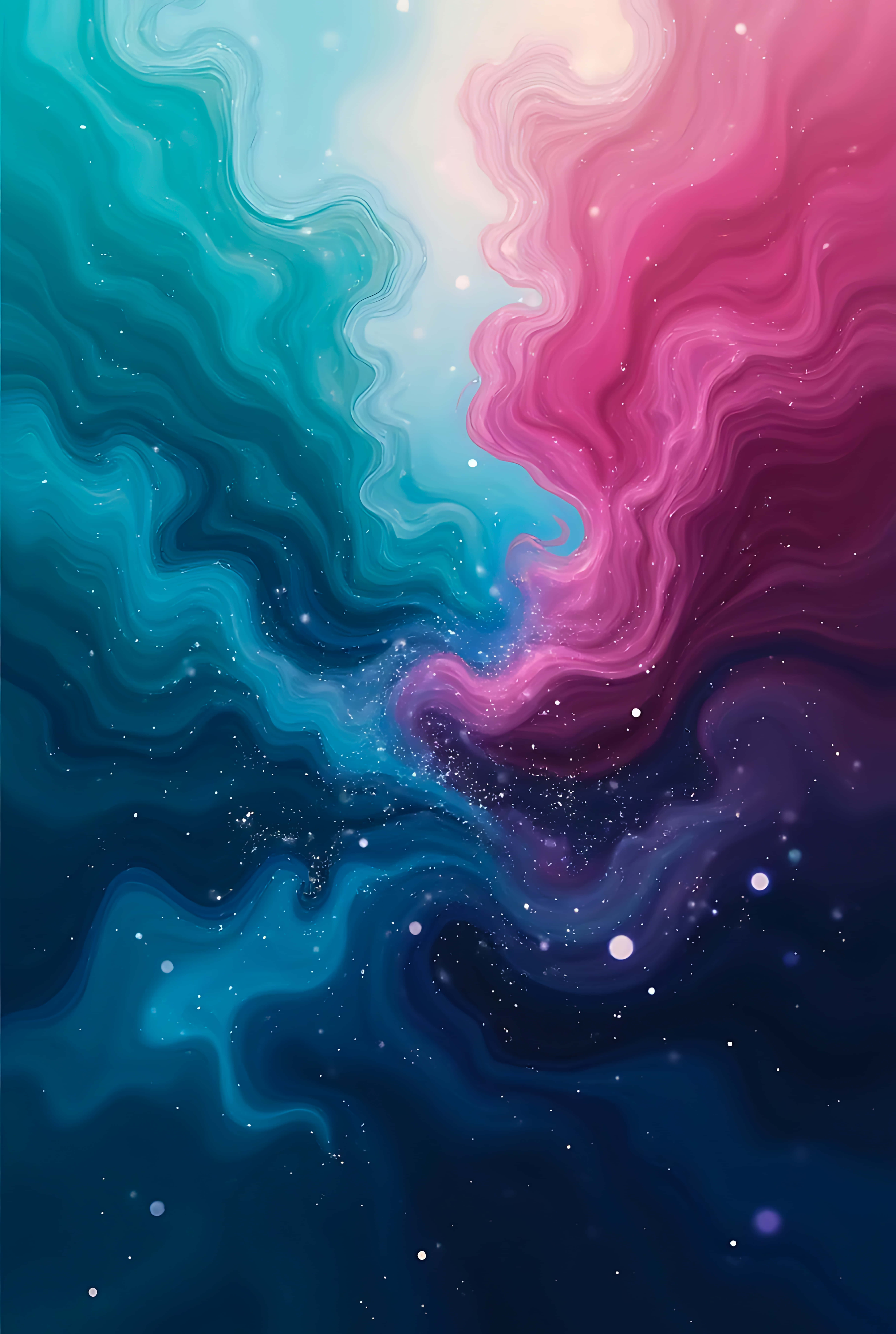abstract swirling nebula, shades of blue and pink, stardust, 8K Phone Wallpaper