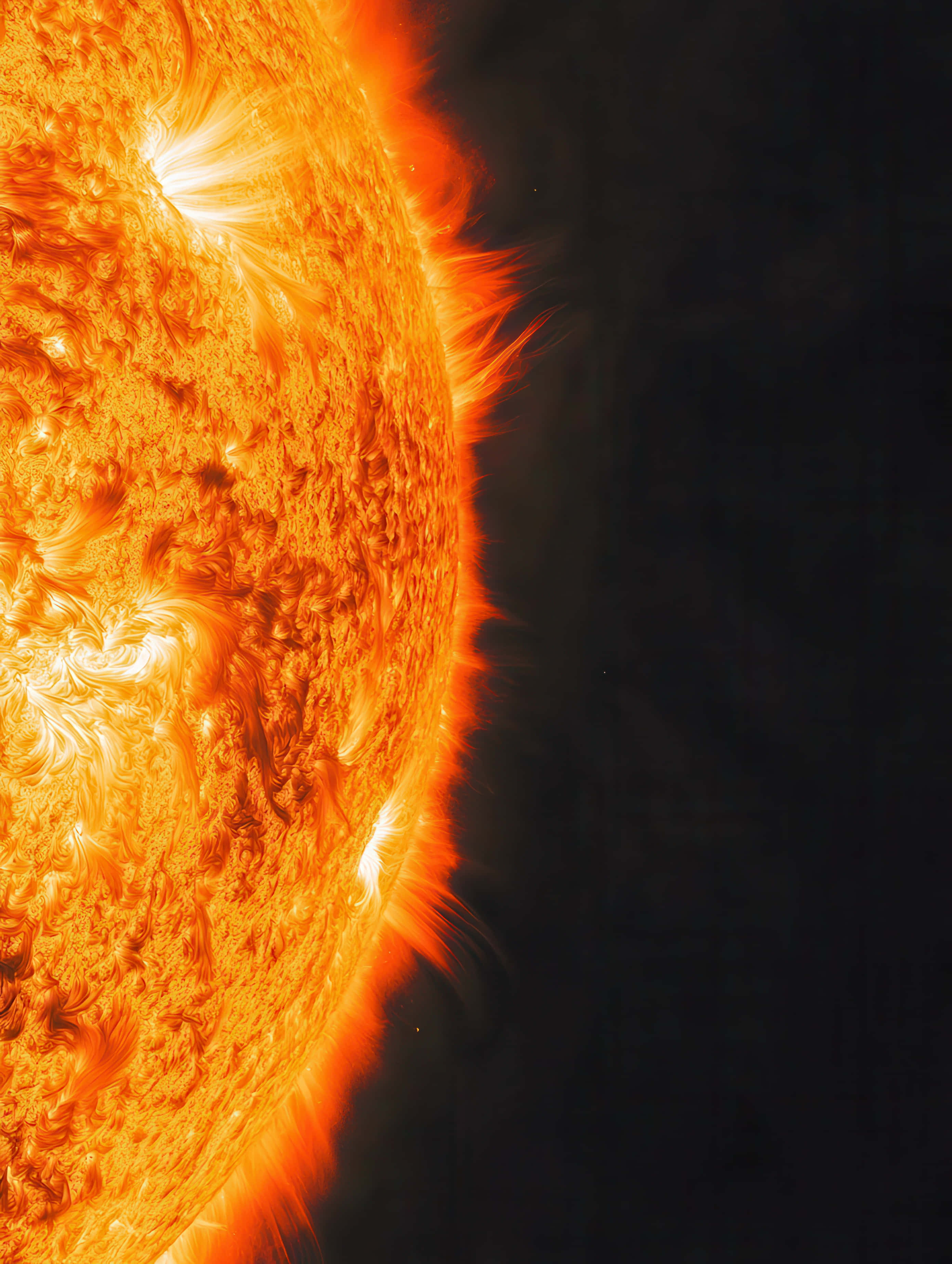 fiery solar surface, solar flares, black, 2K Phone Wallpaper