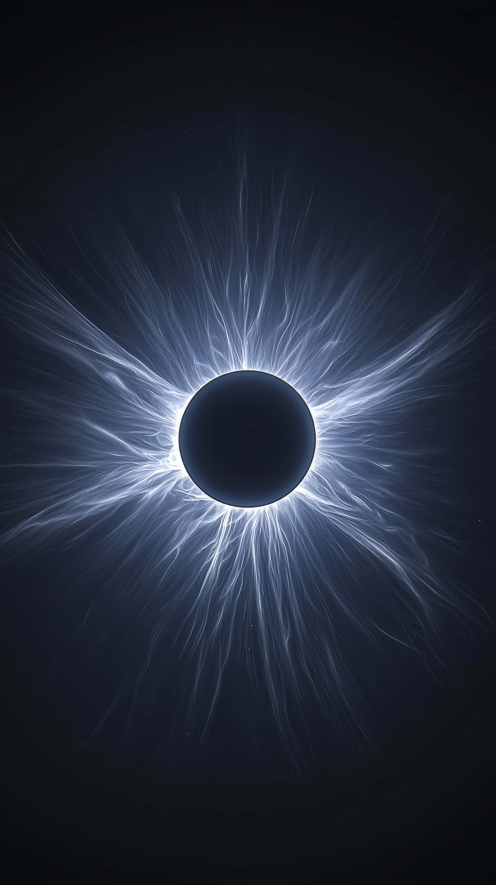 eclipse, radiant light corona, electric blue filaments, 2K Phone Wallpaper