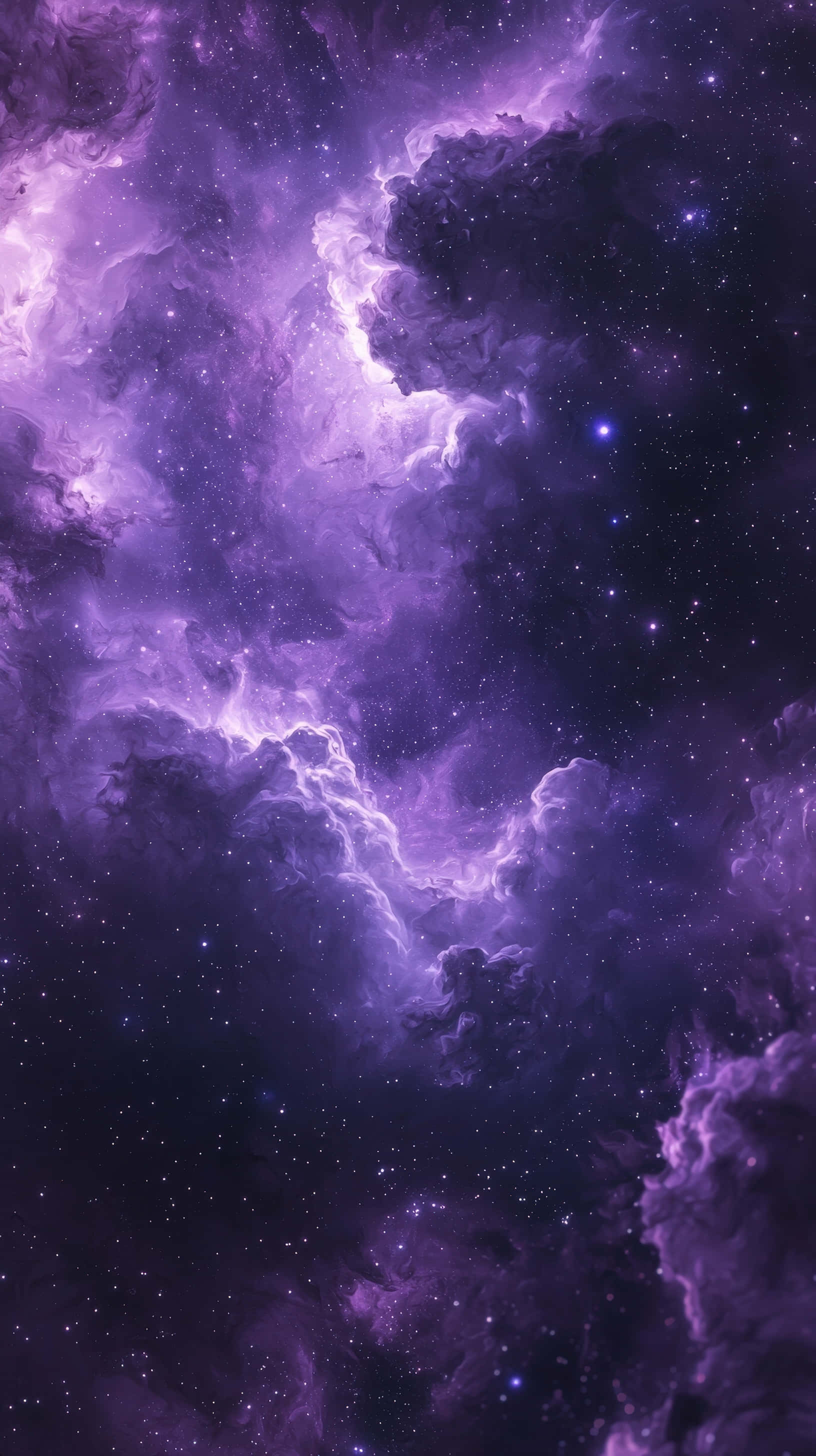 glowing purple nebula, stars, cosmic clouds, 2K Phone Wallpaper