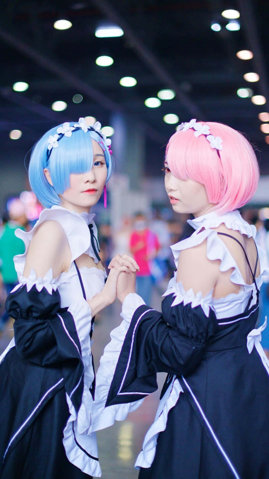 Cosplay Anime Kawaii, maid outfits, blue bob wig, Full HD Phone Wallpaper