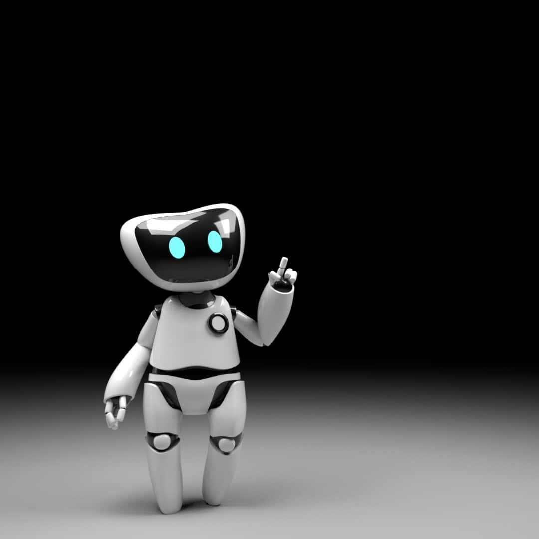kawaii robot, sleek white robot, glowing blue eyes, SD Desktop Wallpaper
