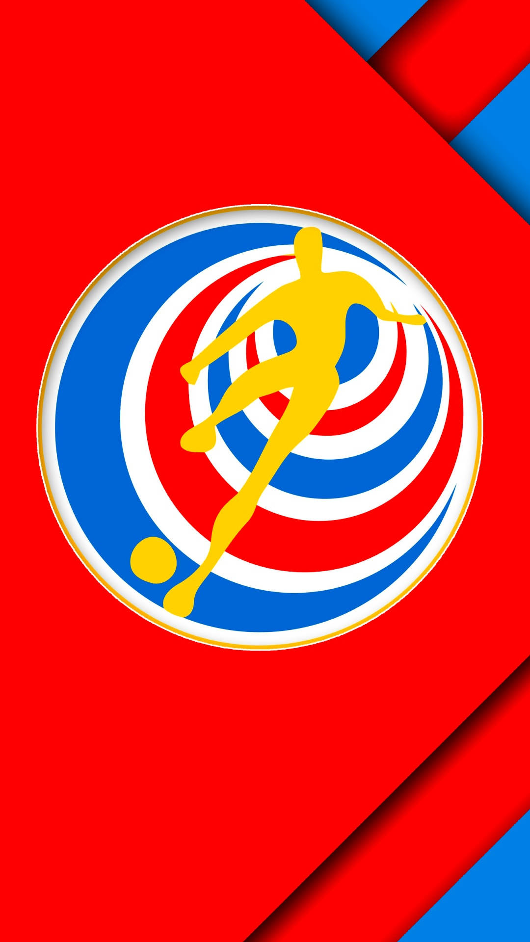 Costa Rica National Football Team, yellow soccer player silhouette, blue and white target circle, Full HD Phone Wallpaper