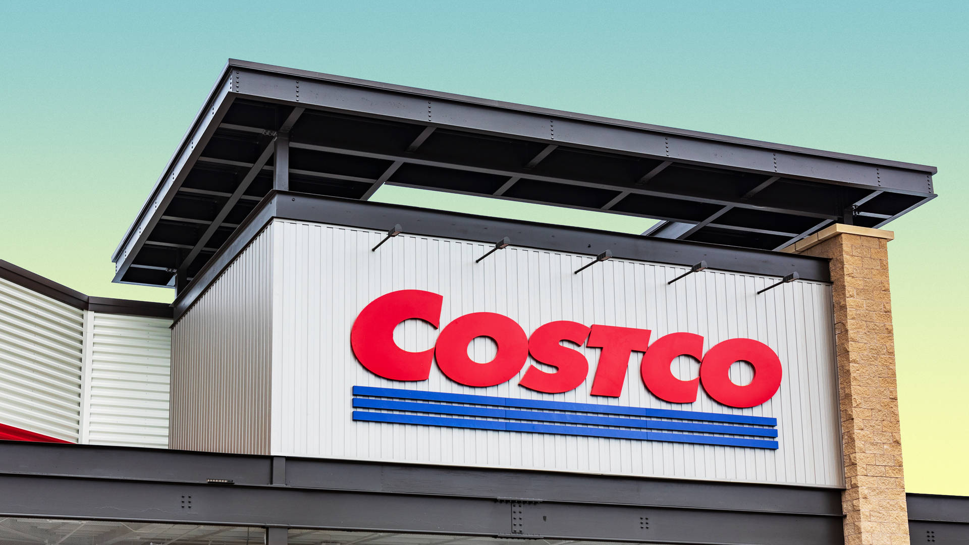 Costco, red lettering, blue stripes, Full HD Desktop Wallpaper