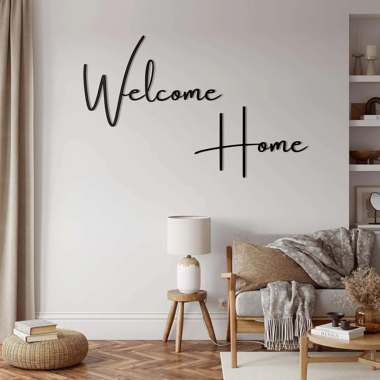 Welcome Home, black, wooden sofa, HD Desktop Wallpaper
